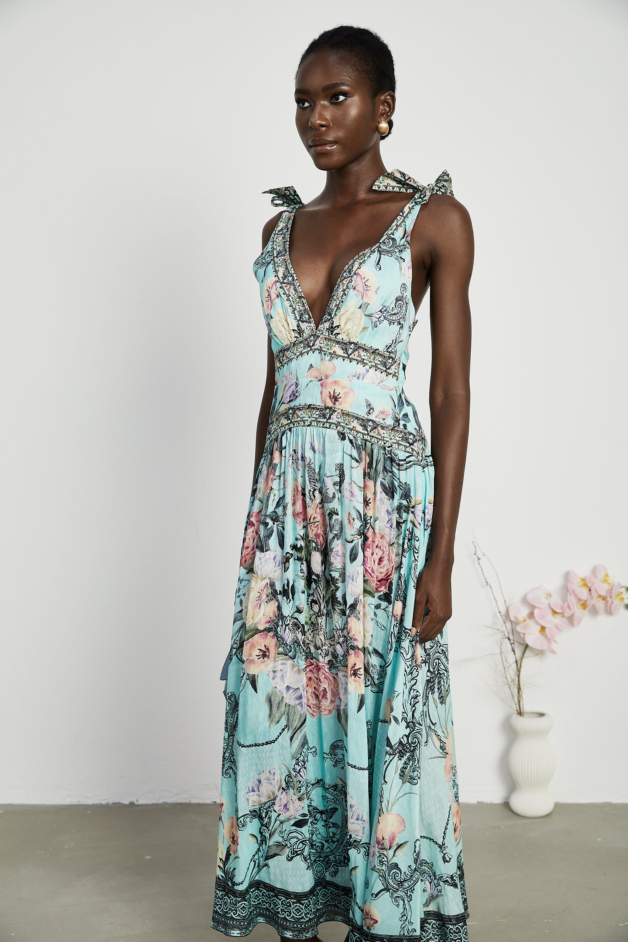 Saira tie-shoulder midi dress (US Only)