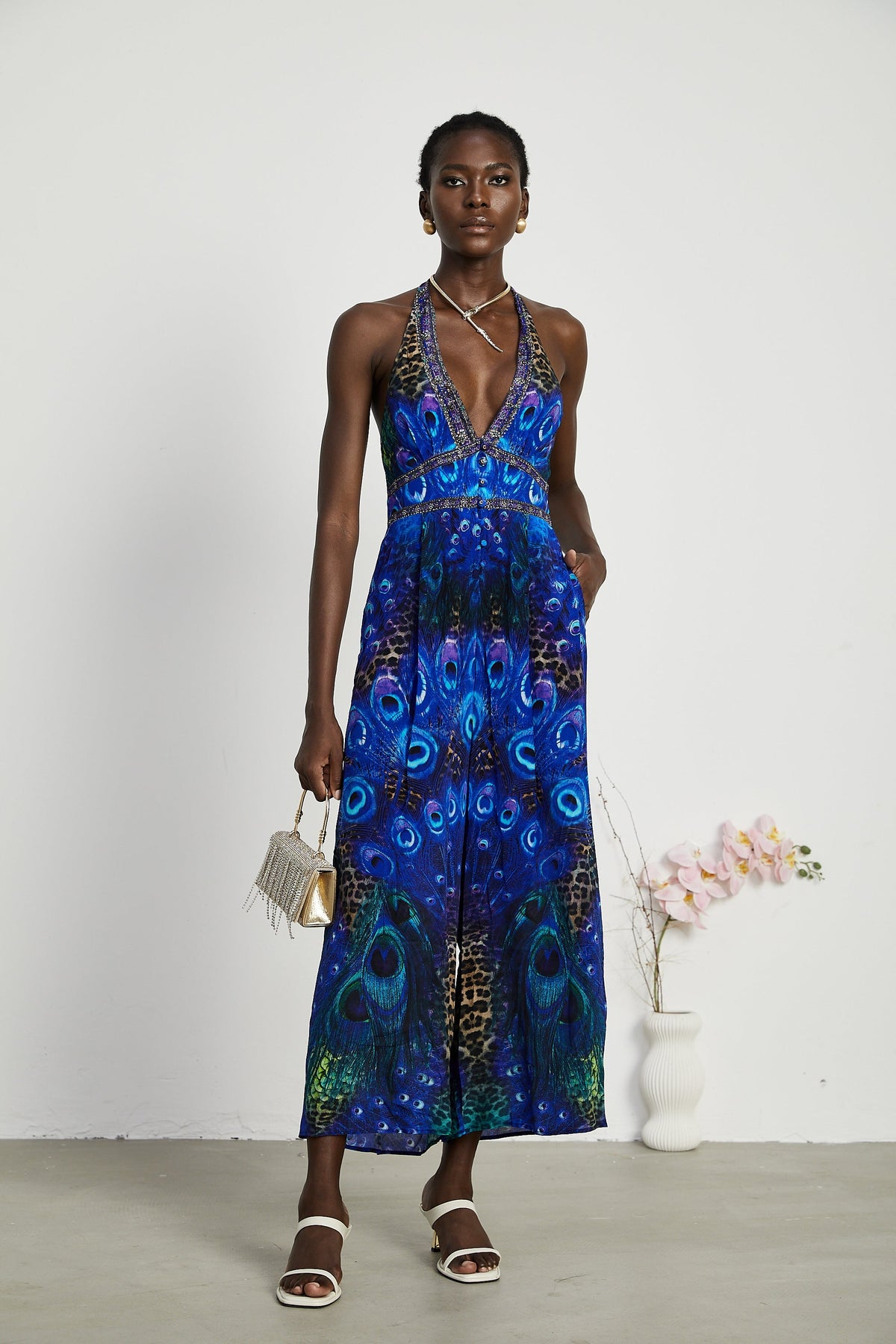 Felicia silk halterneck jumpsuit