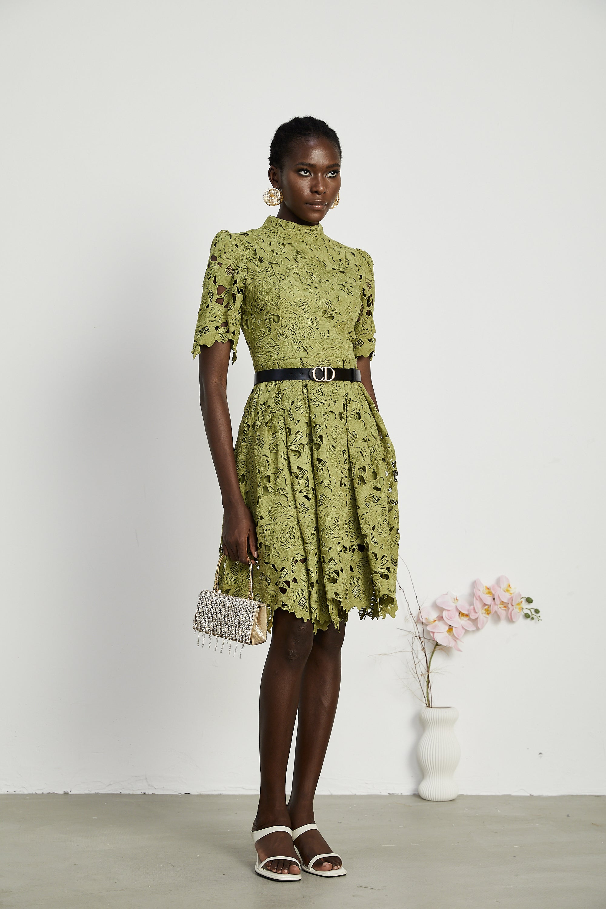 Valérie cut-out embroidered mini dress