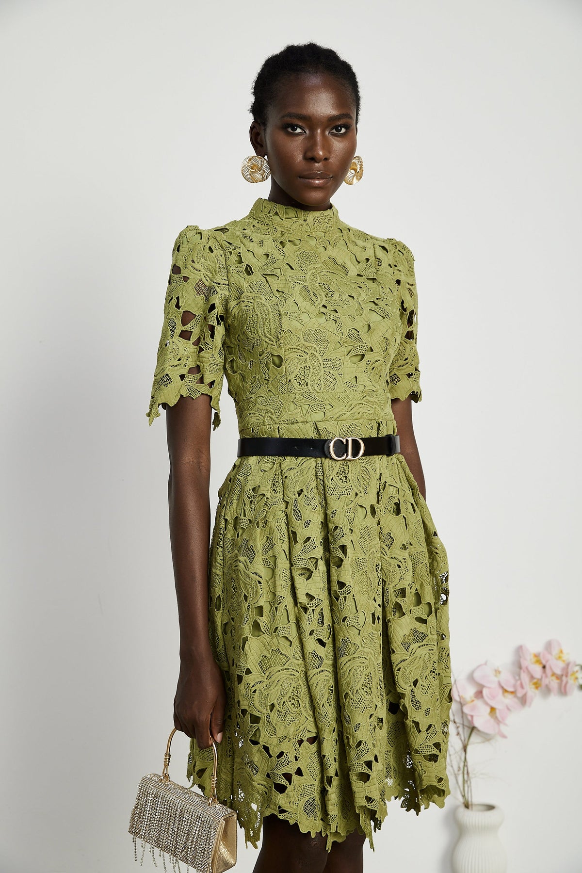 Valérie cut-out embroidered mini dress