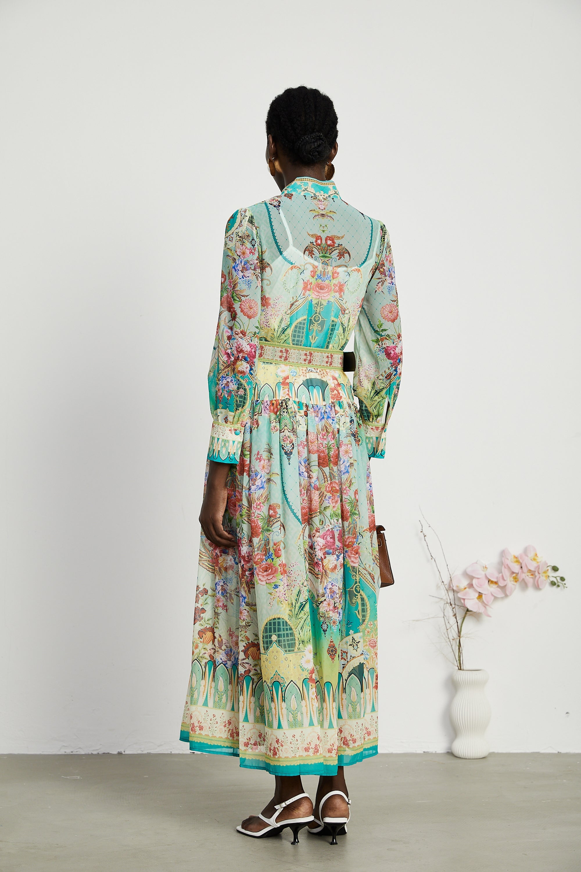 Juliette floral-print flounce-hem midi dress (Final Sale-US Only)