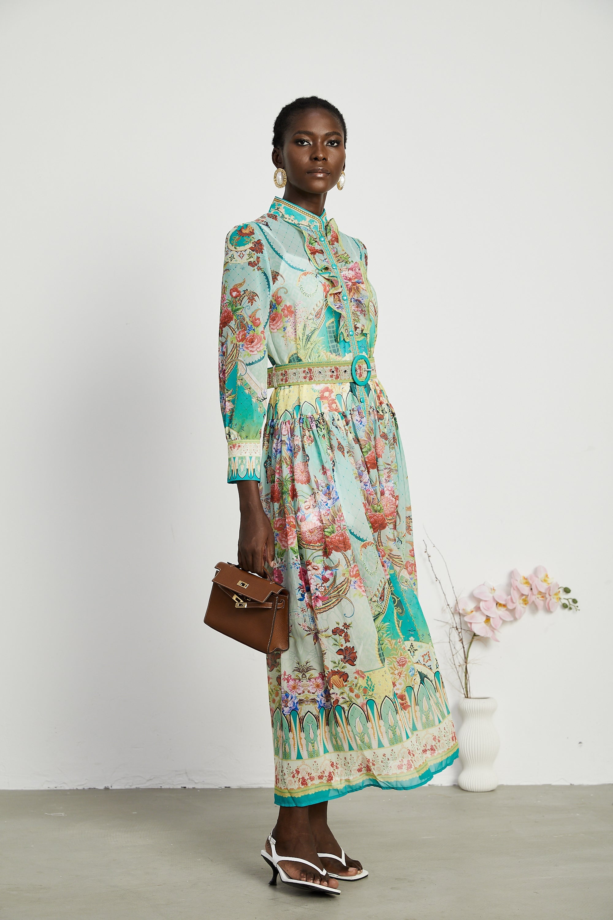 Juliette floral-print flounce-hem midi dress (Final Sale-US Only)