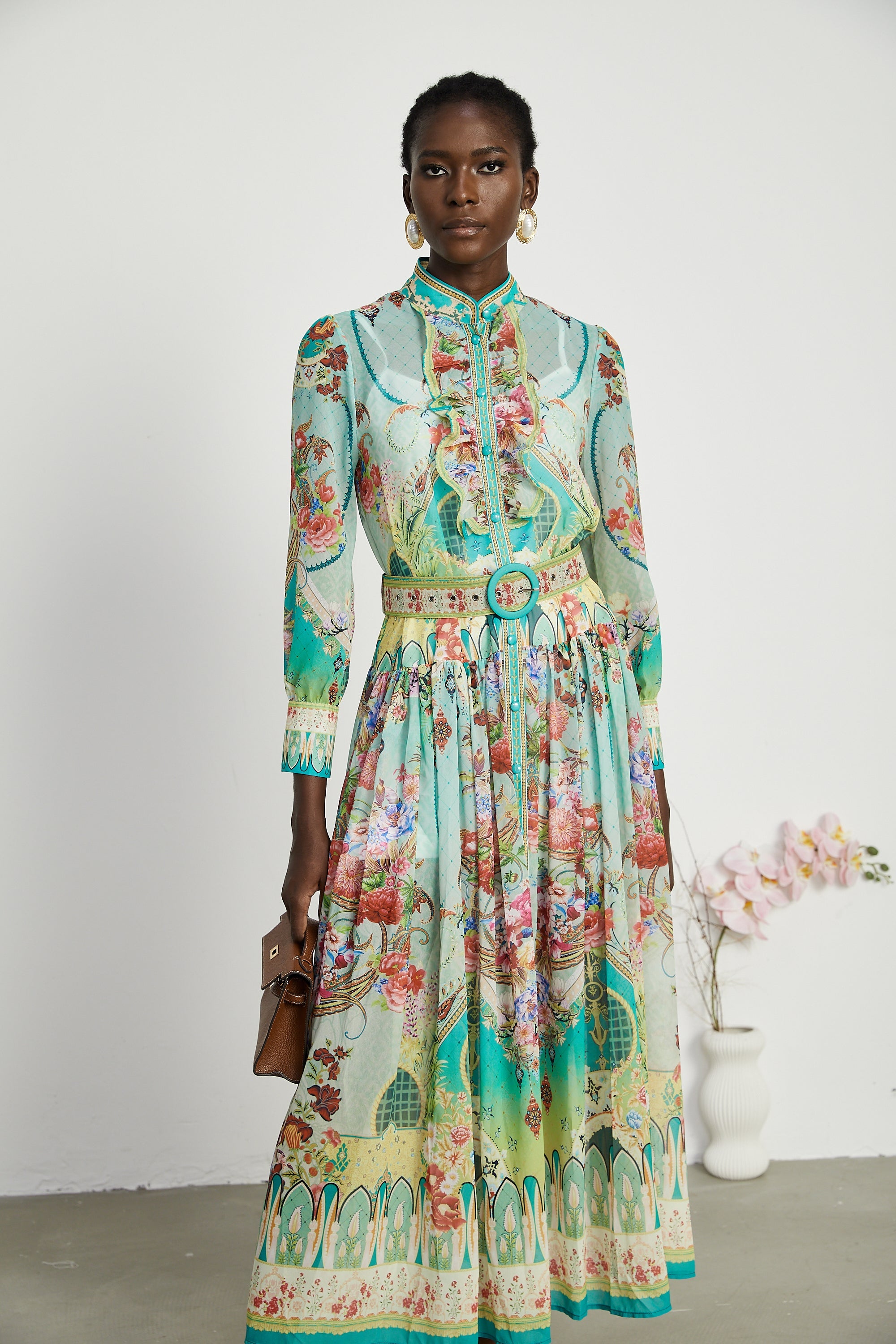 Juliette floral-print flounce-hem midi dress (US Only)