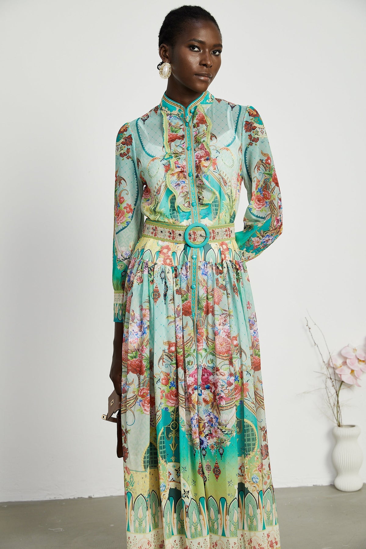 Juliette floral-print flounce-hem midi dress (Final Sale-US Only)