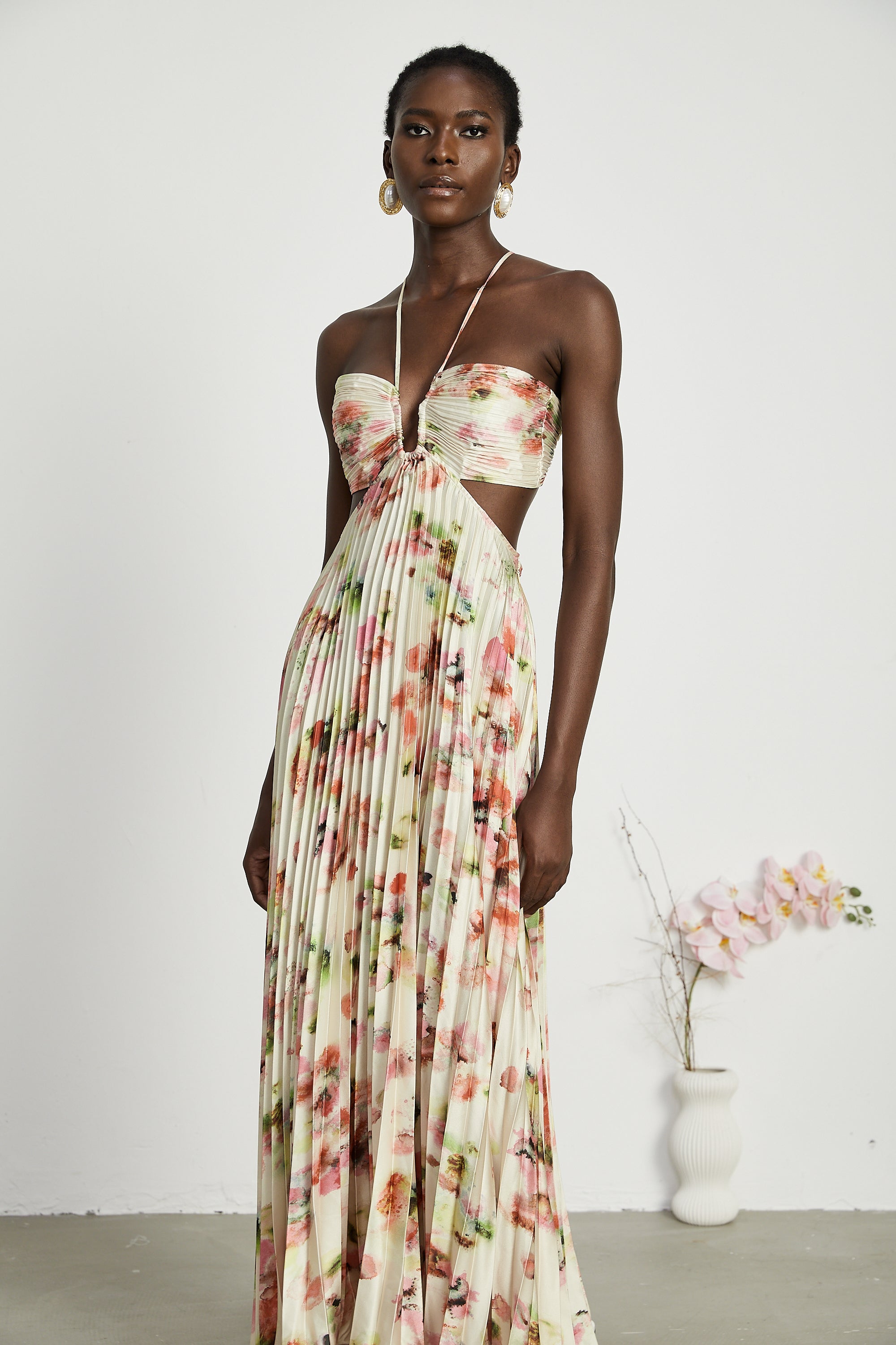 Andréa cut-out floral-print pleated maxi dress (Final Sale-US Only)
