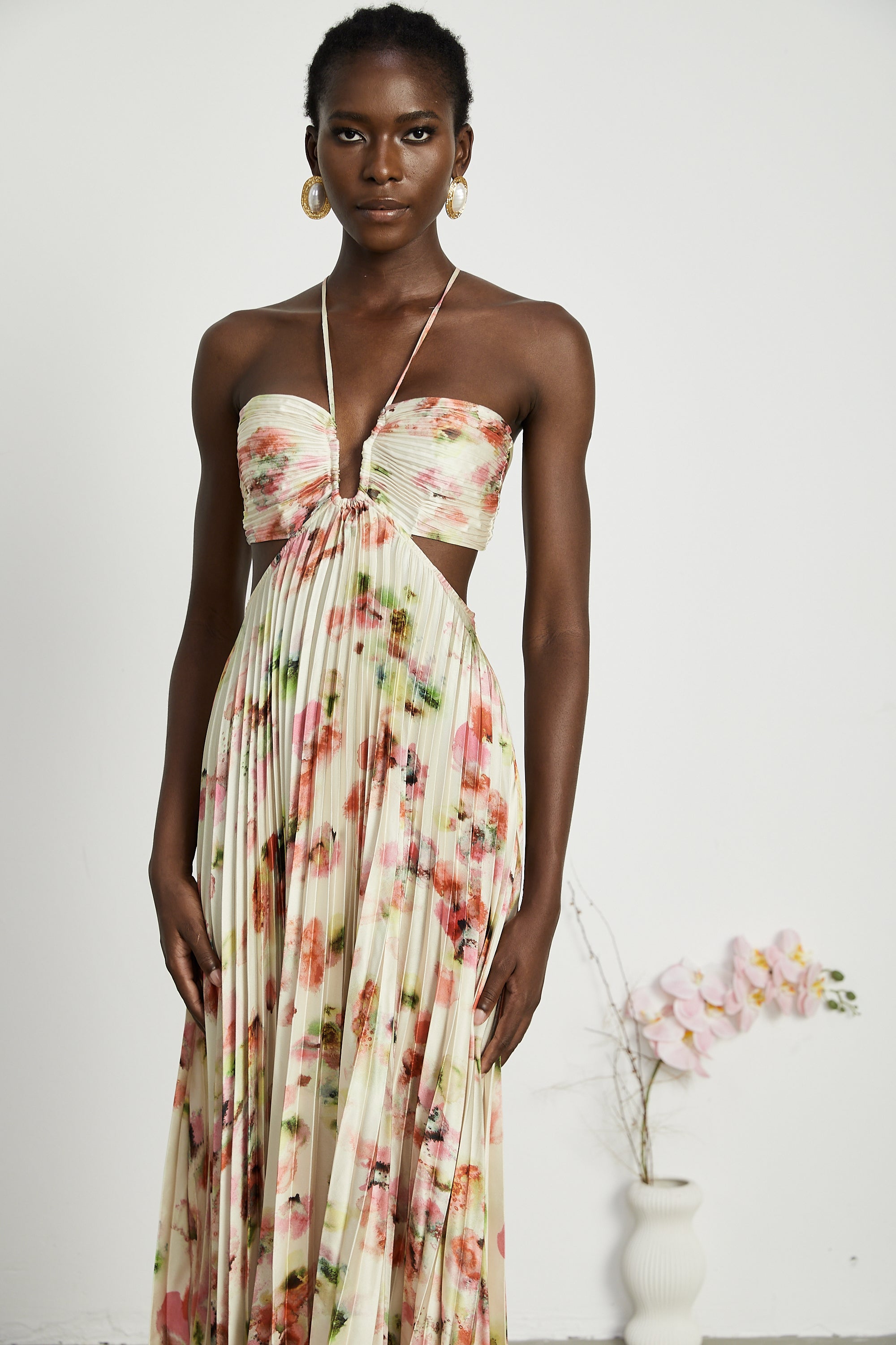 Andréa cut-out floral-print pleated maxi dress (Final Sale-US Only)