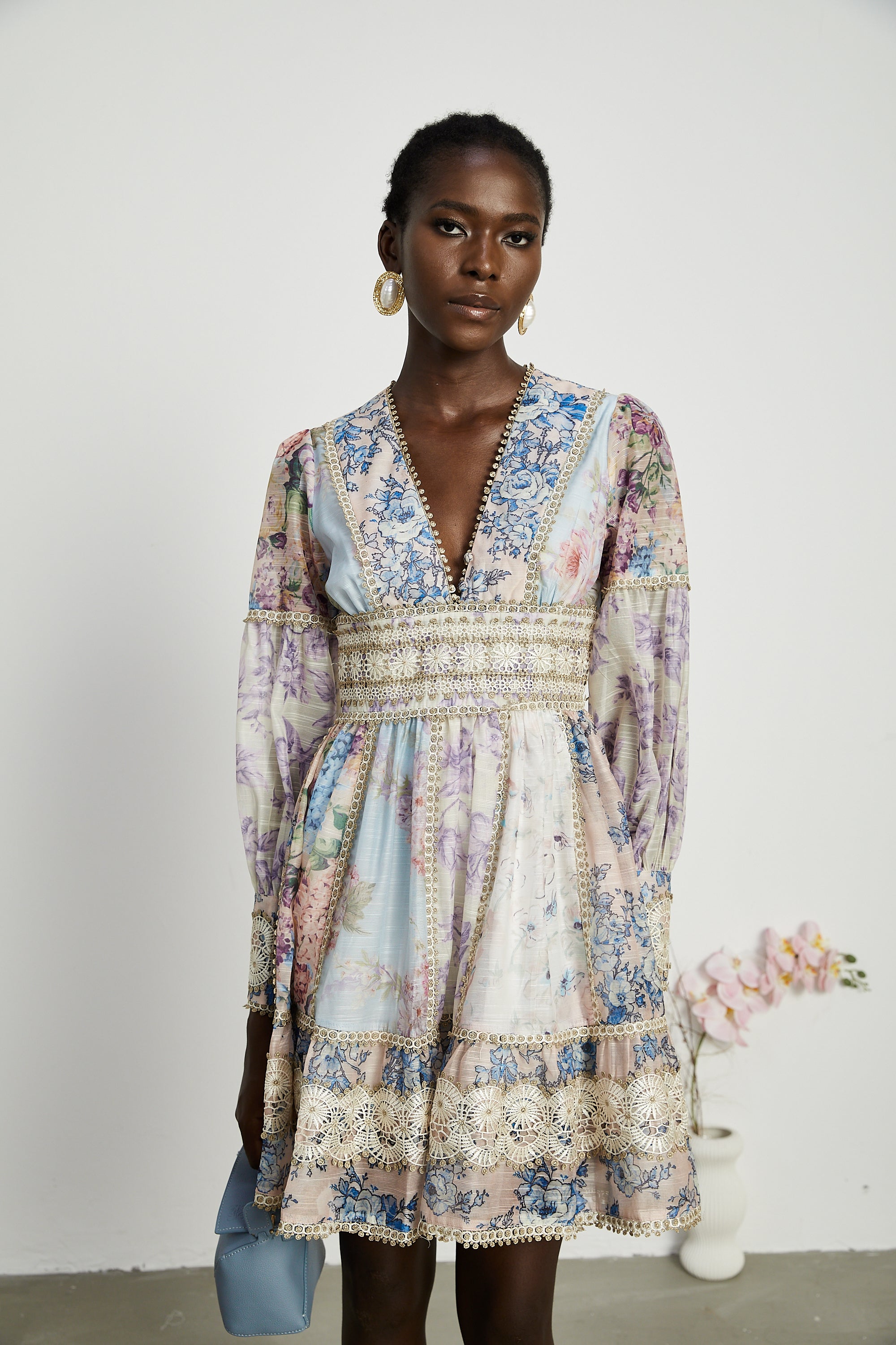 Gaëlle lace-embroidered mini dress (US Only)