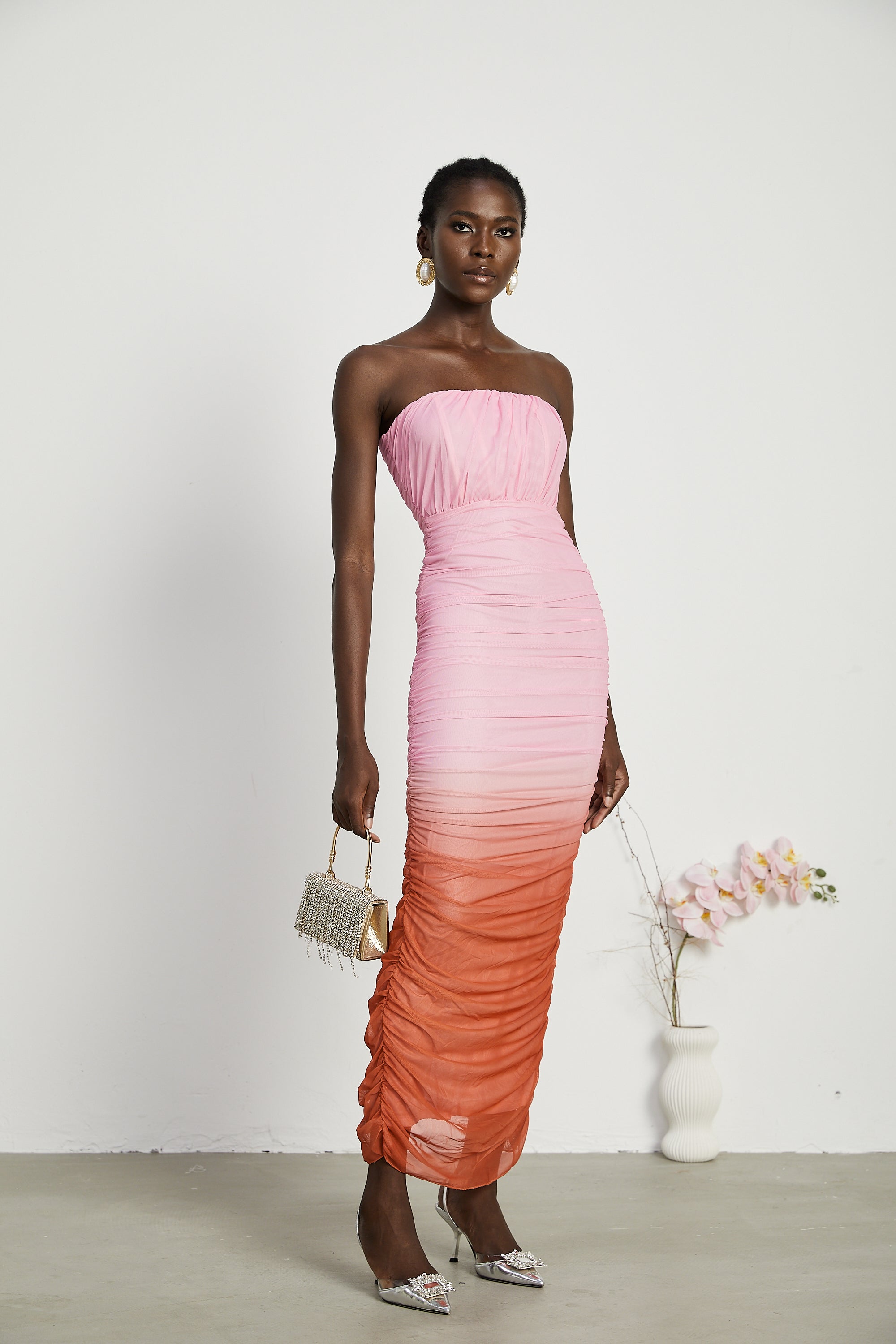 Marjolaine gradient pleated midi dress (US Only)