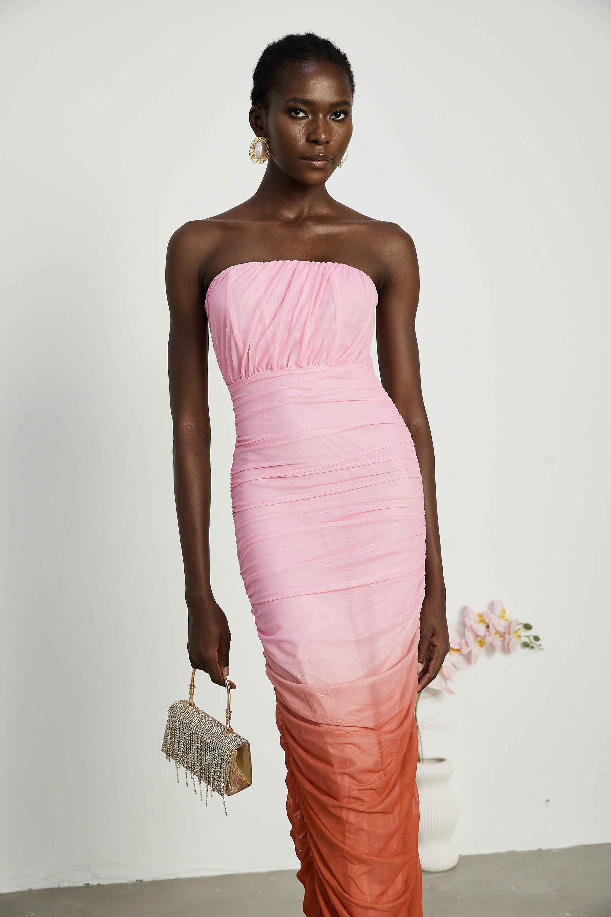 Marjolaine gradient pleated midi dress (US Only)