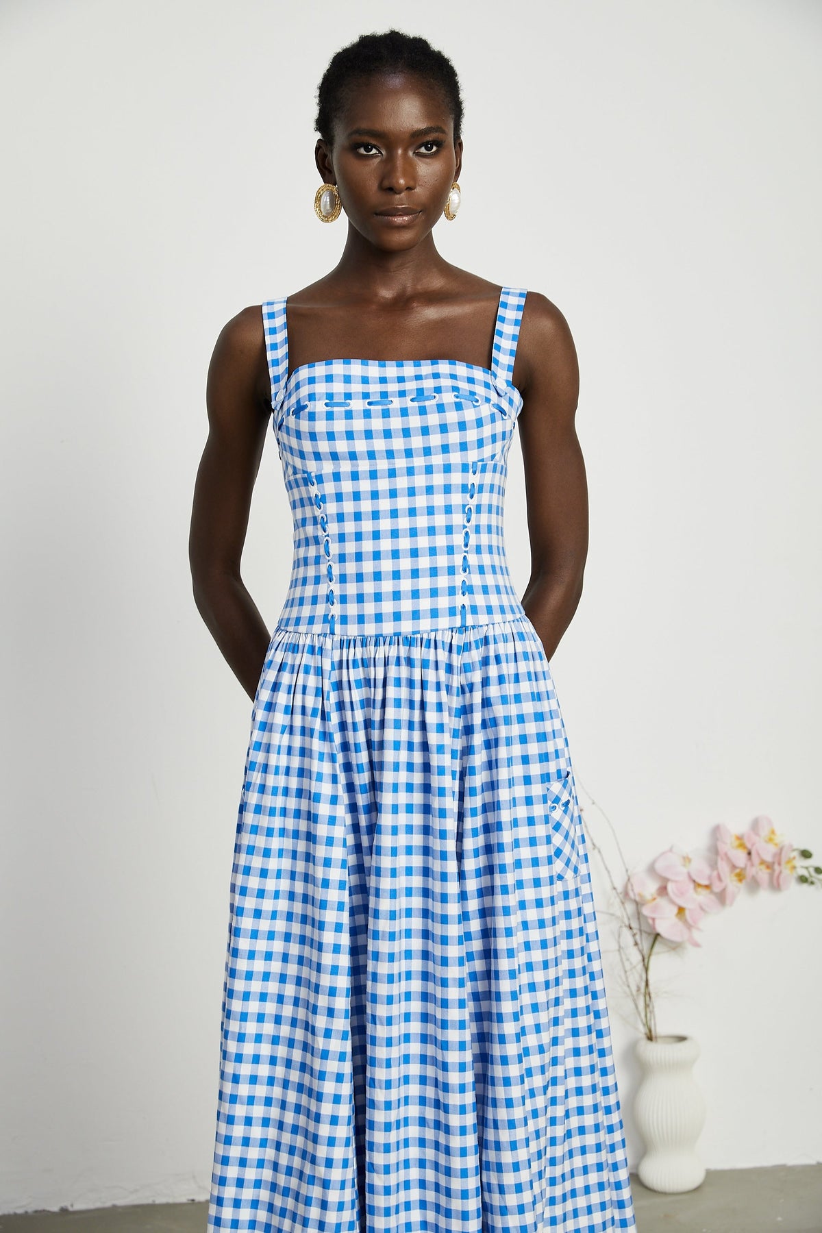 Diane gingham midi dress