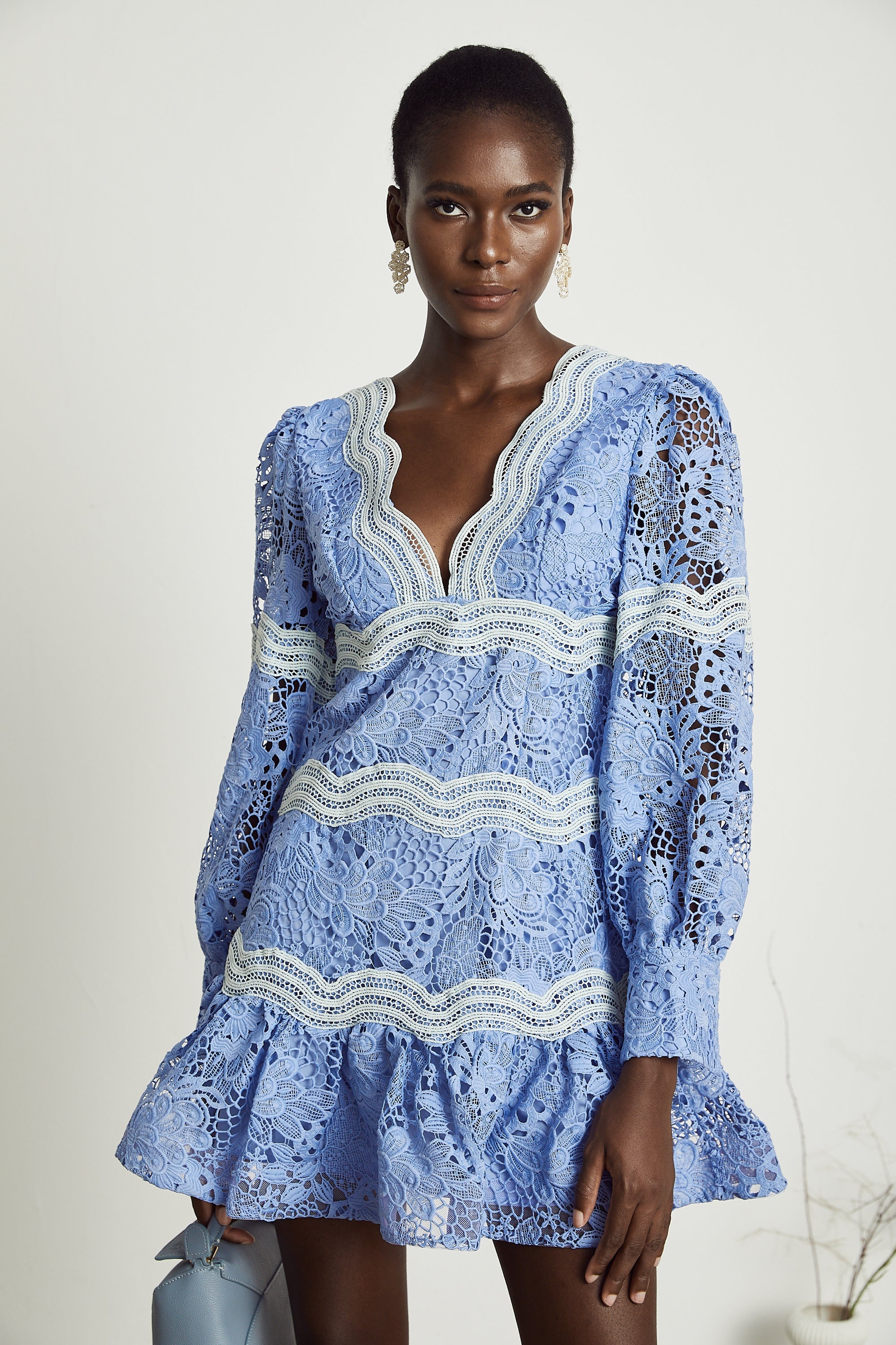 Gaëlle V-neck floral embroidered mini dress (Final Sale-US Only)