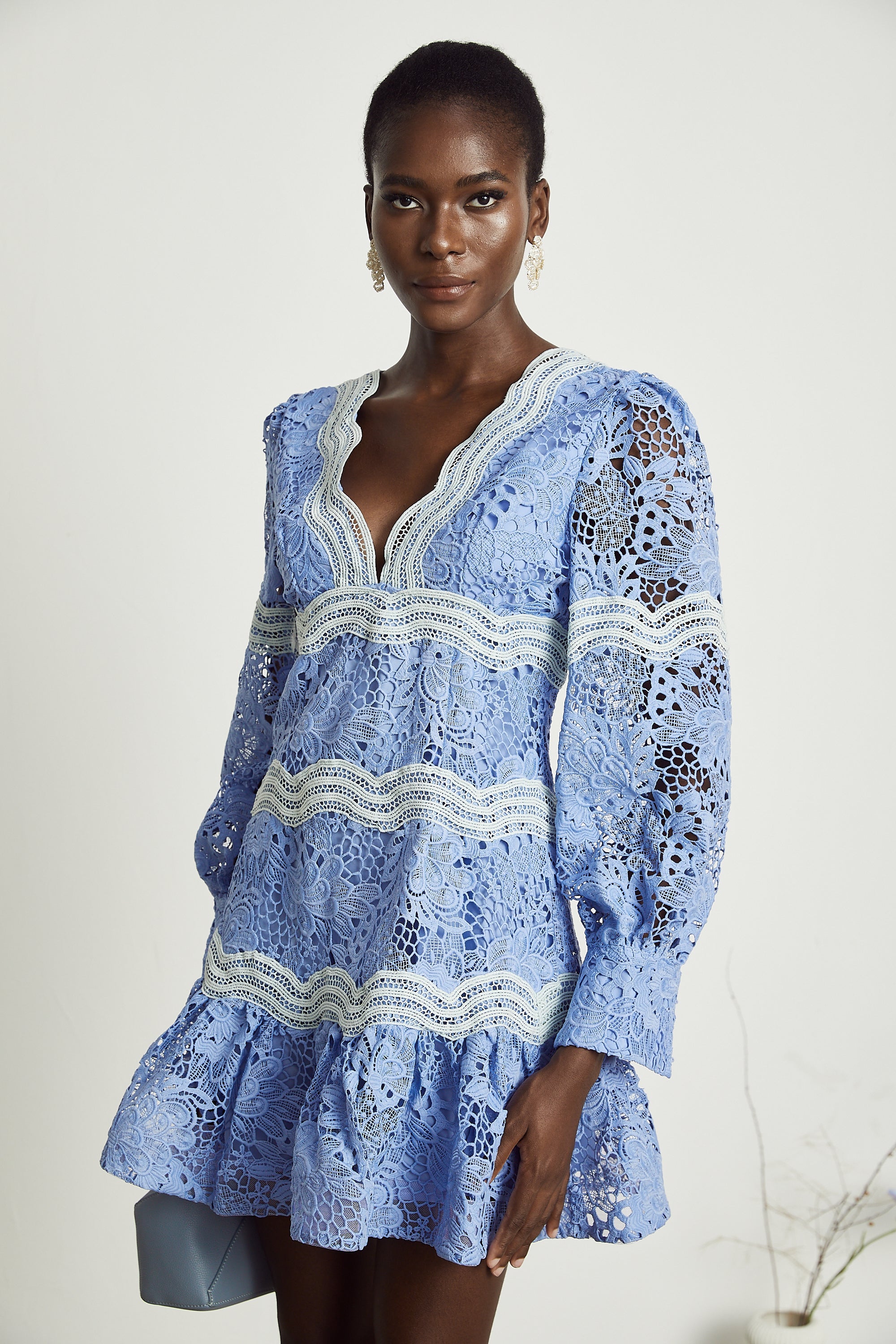Gaëlle V-neck floral embroidered mini dress (Final Sale-US Only)