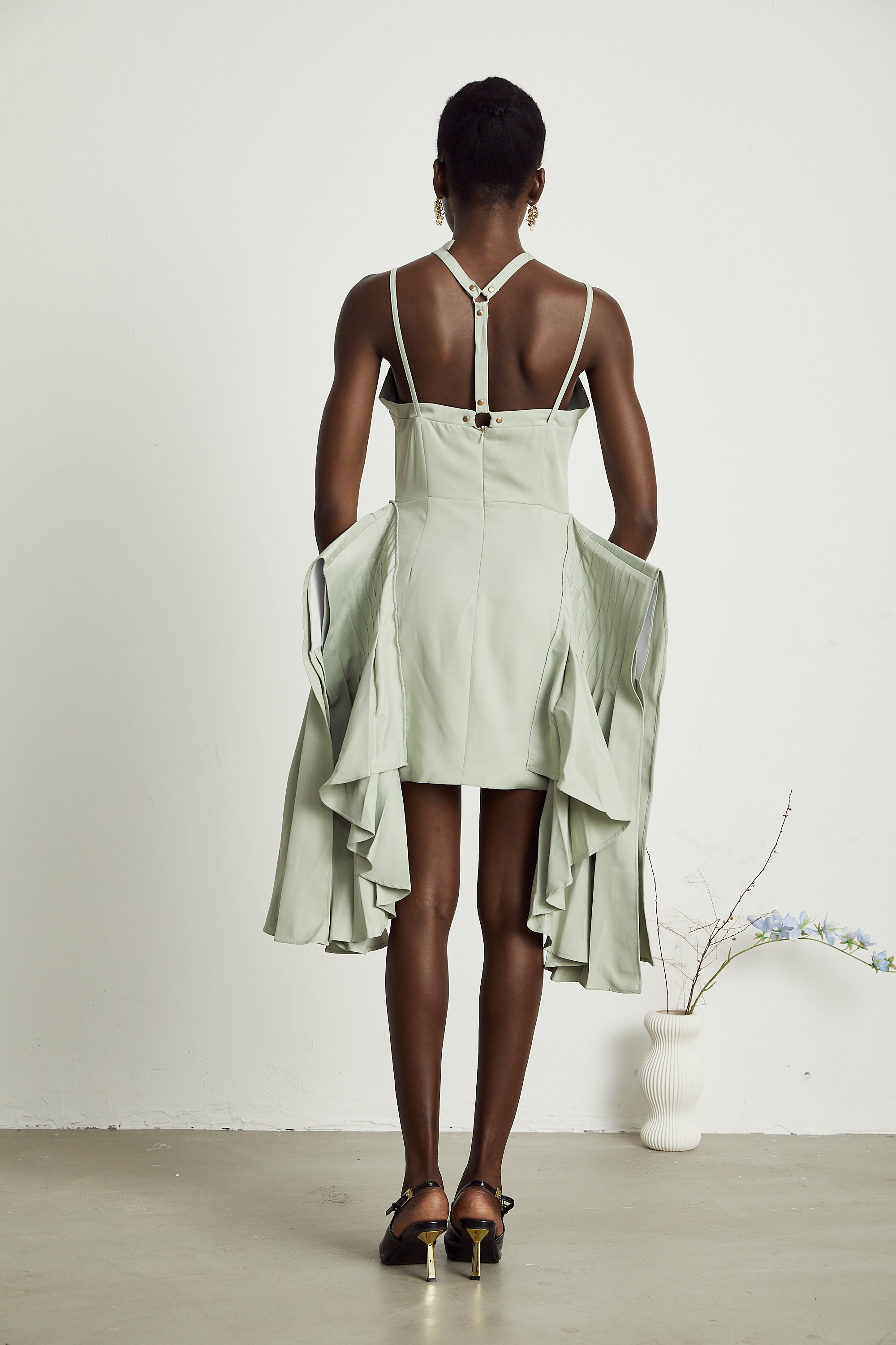 Michel layered-hemline mini dress
