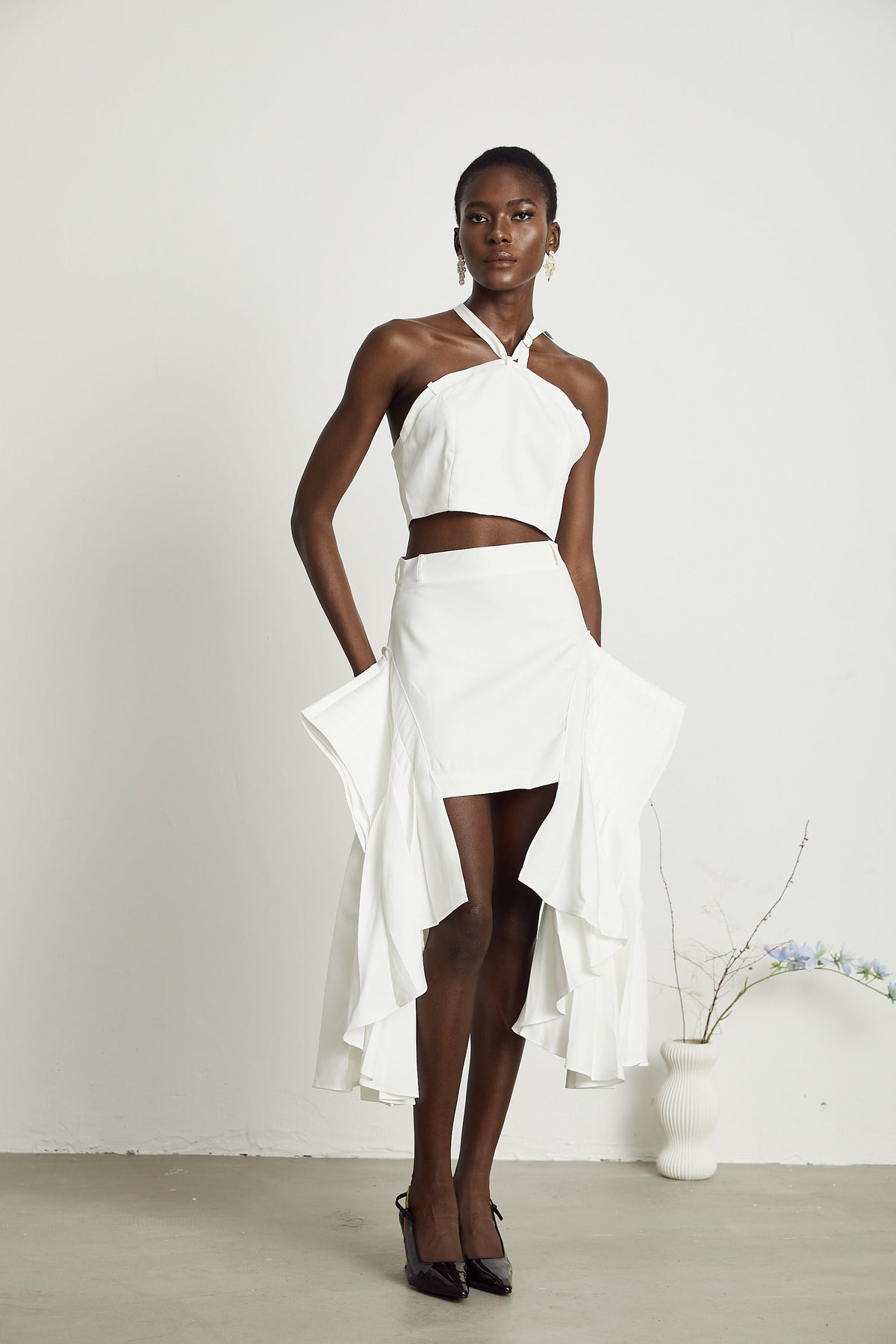 Karina crop top & skirt matching set