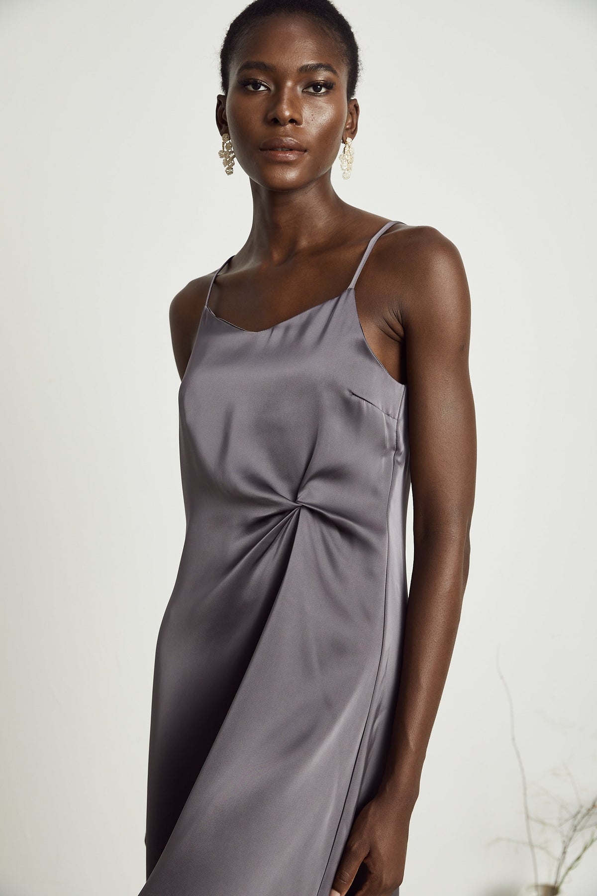 Laria twist-detail satin midi dress