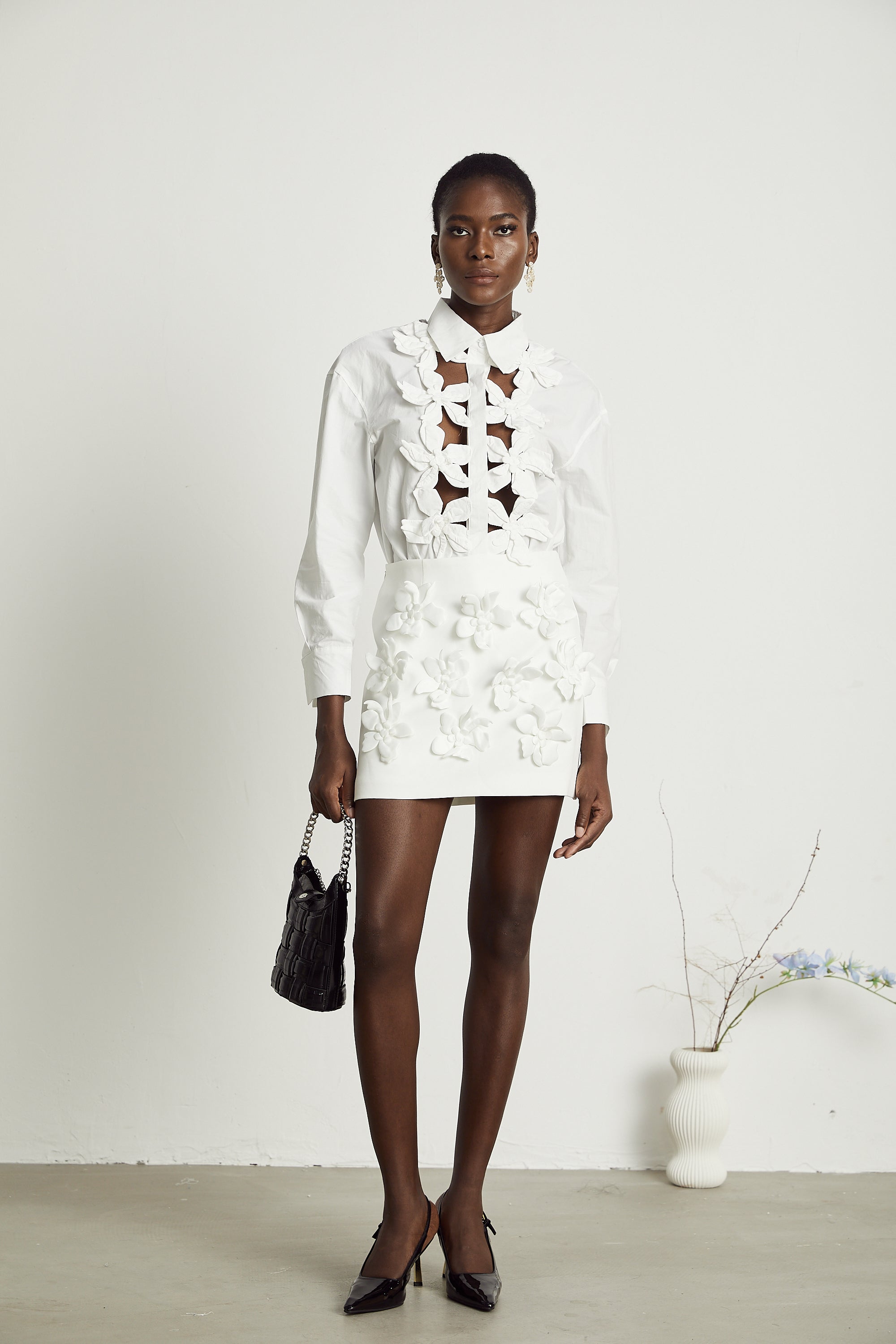 Rosalie white floral cut-out shirt (Final Sale)