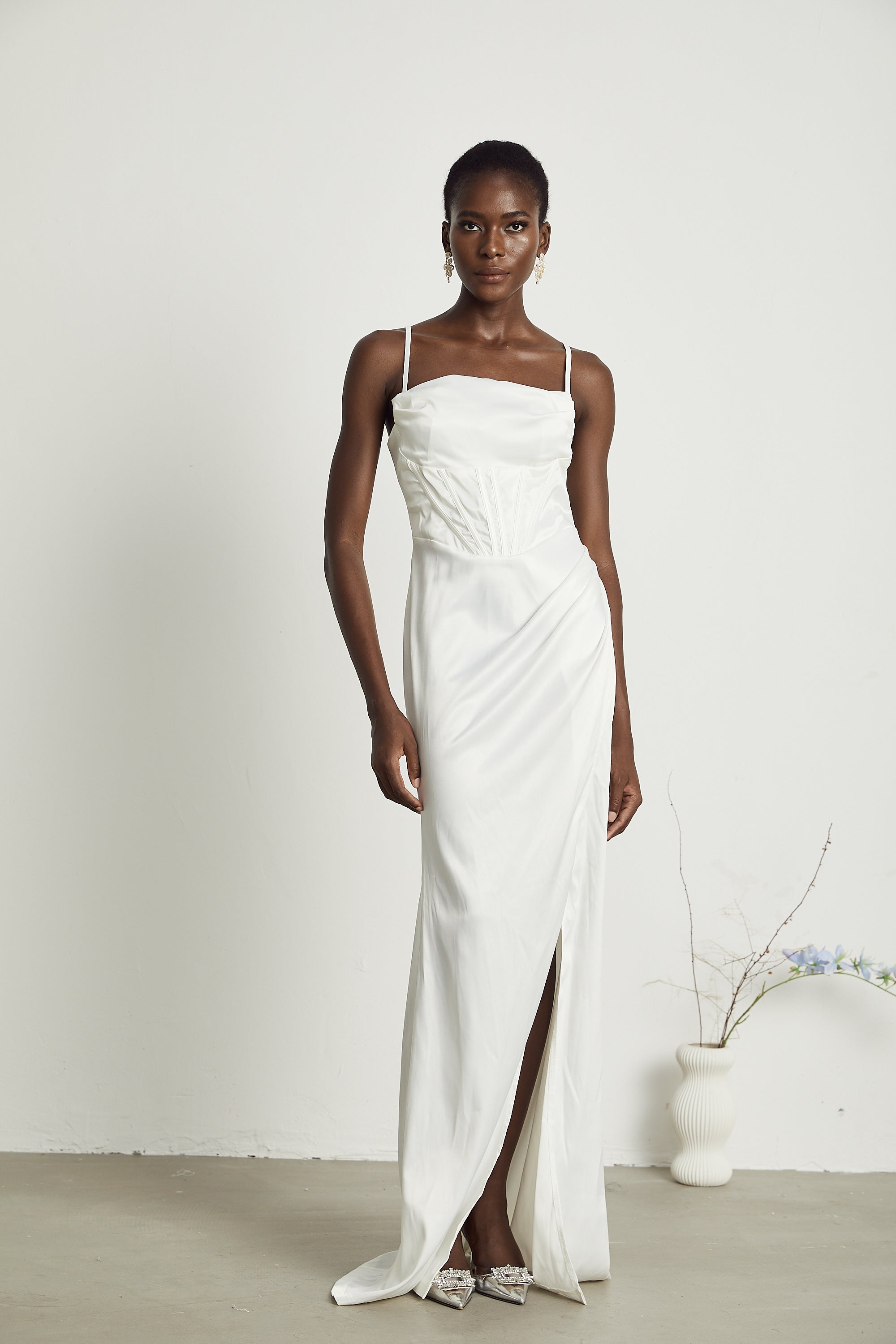 Béatrice pleated satin maxi dress (US Only)