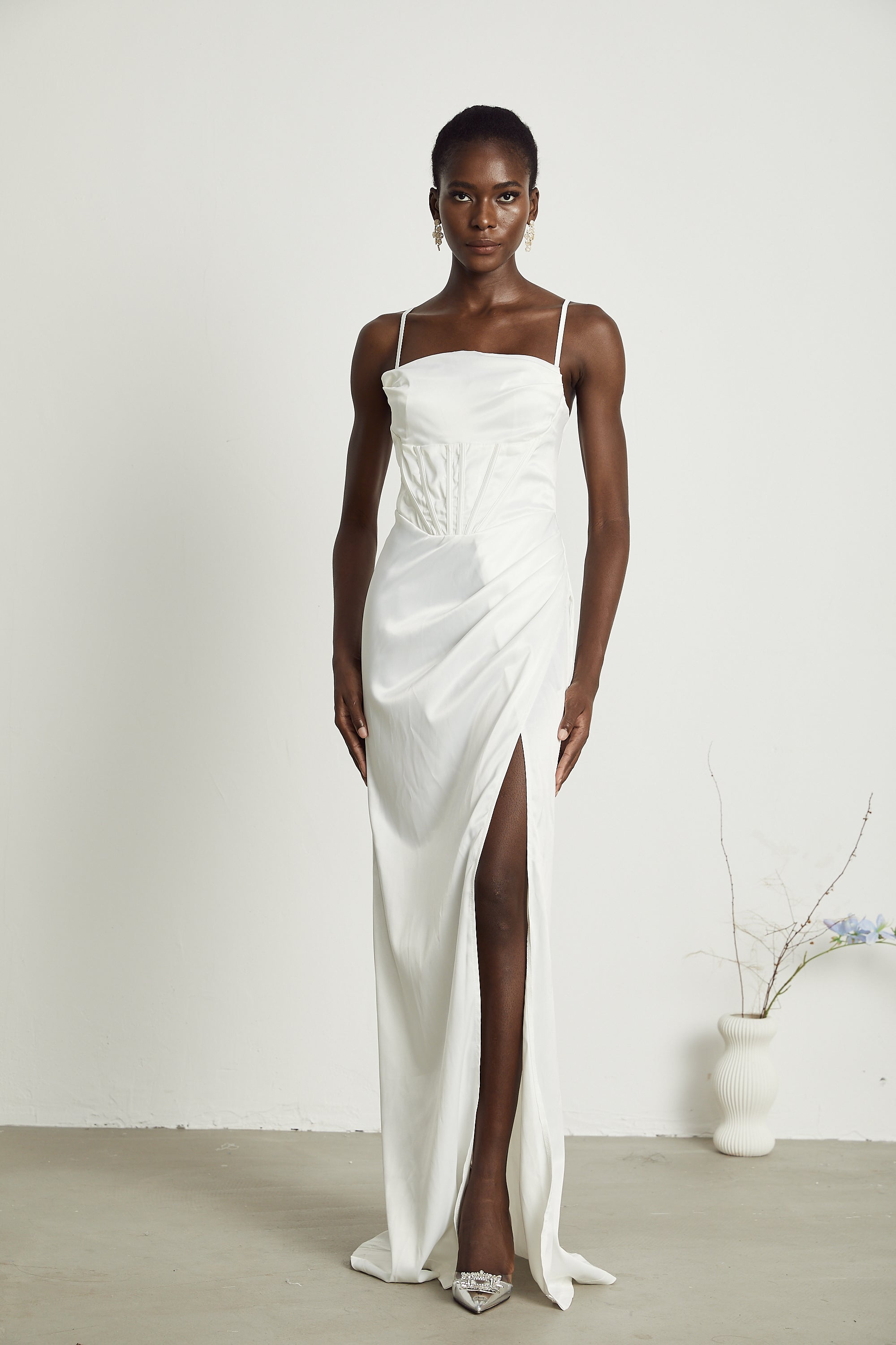 Béatrice pleated satin maxi dress (US Only)
