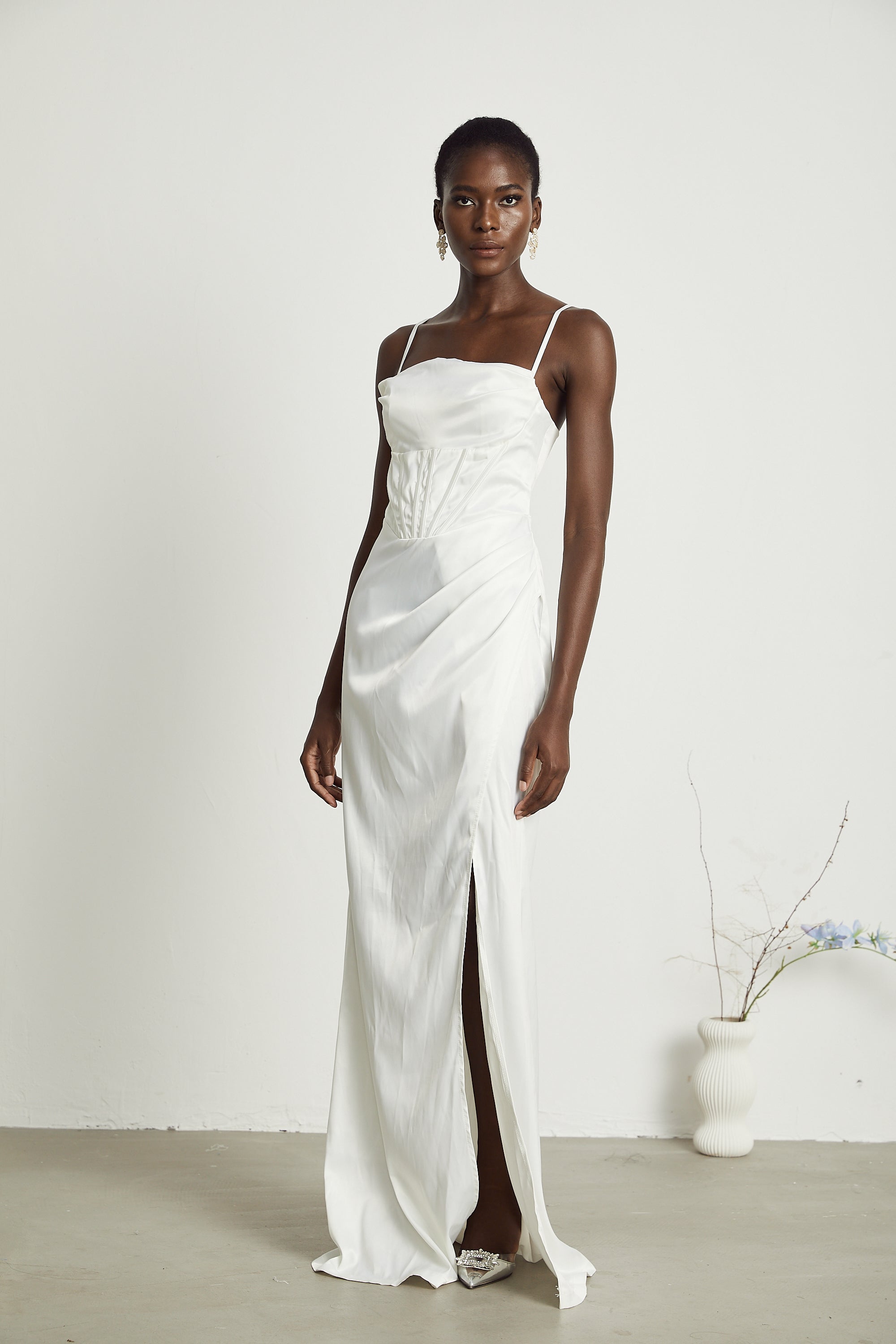 Béatrice pleated satin maxi dress (US Only)