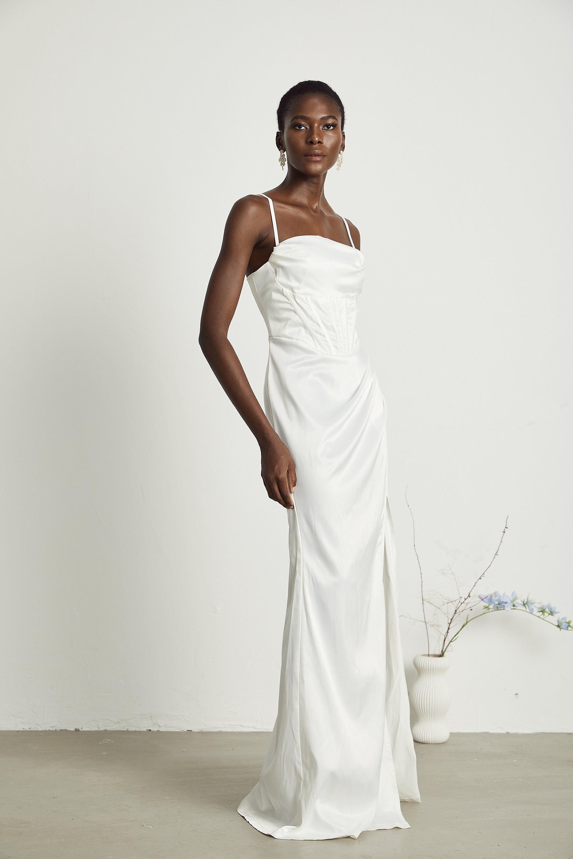 Béatrice pleated satin maxi dress (US Only)