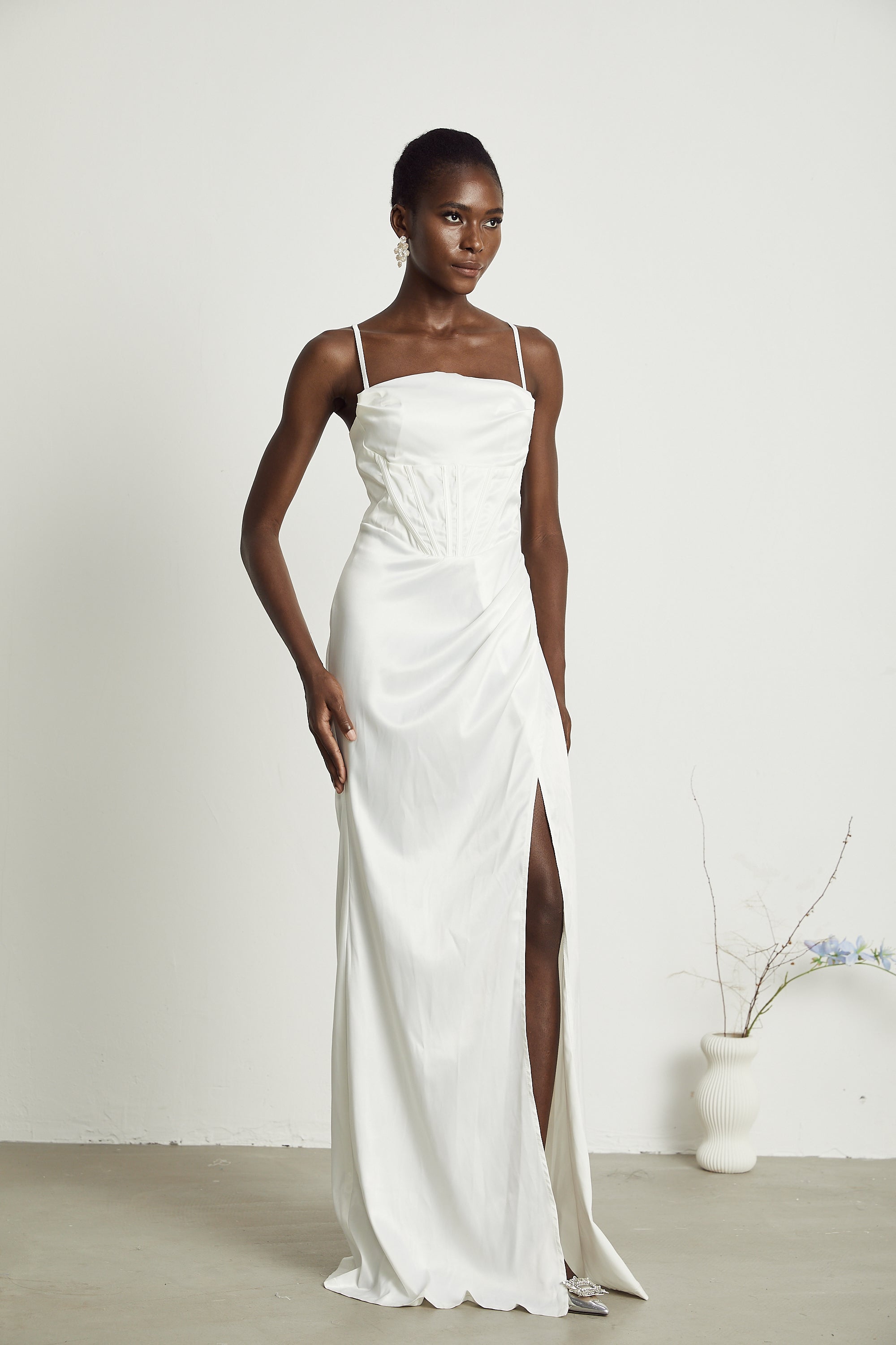 Béatrice pleated satin maxi dress (US Only)