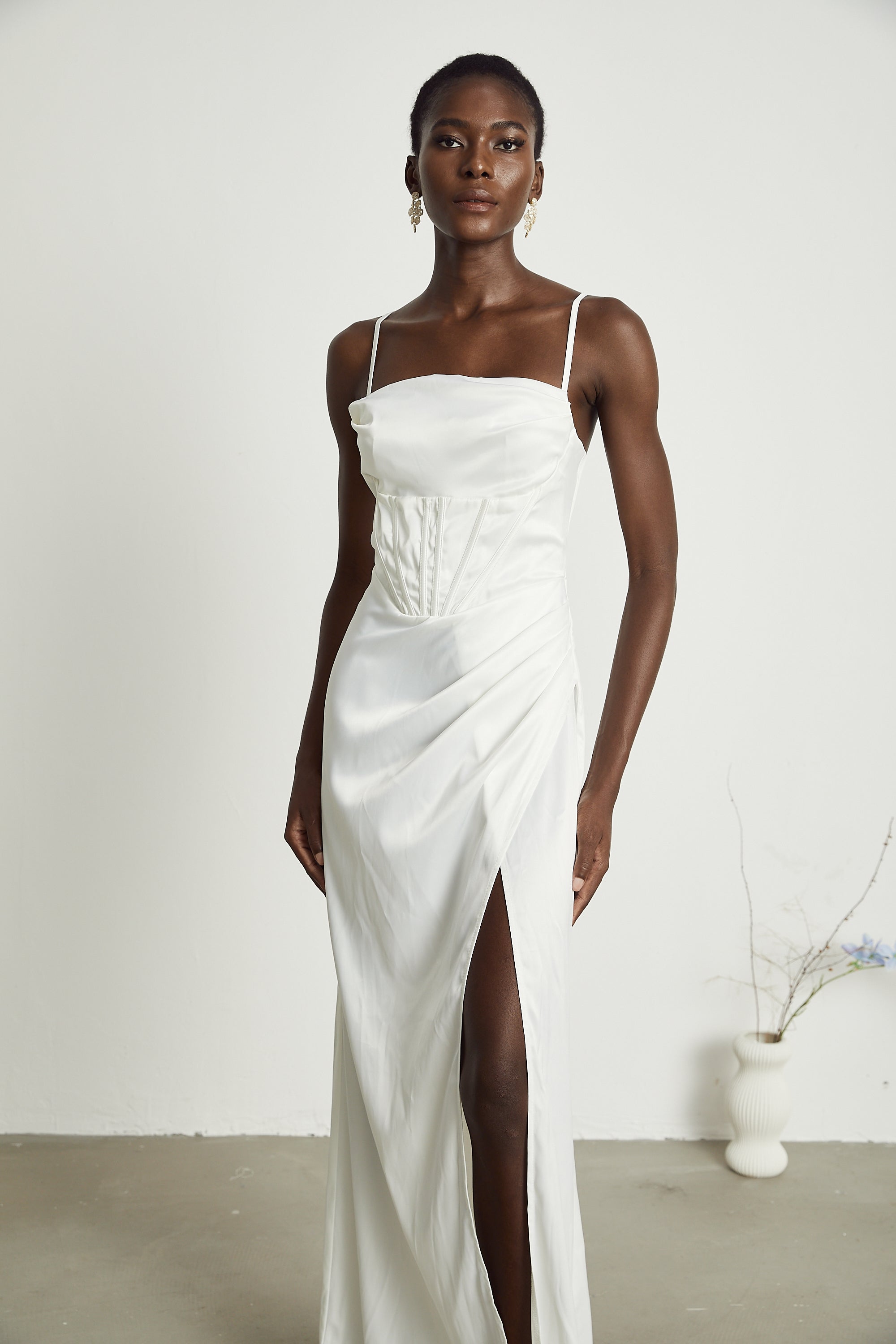 Béatrice pleated satin maxi dress (US Only)