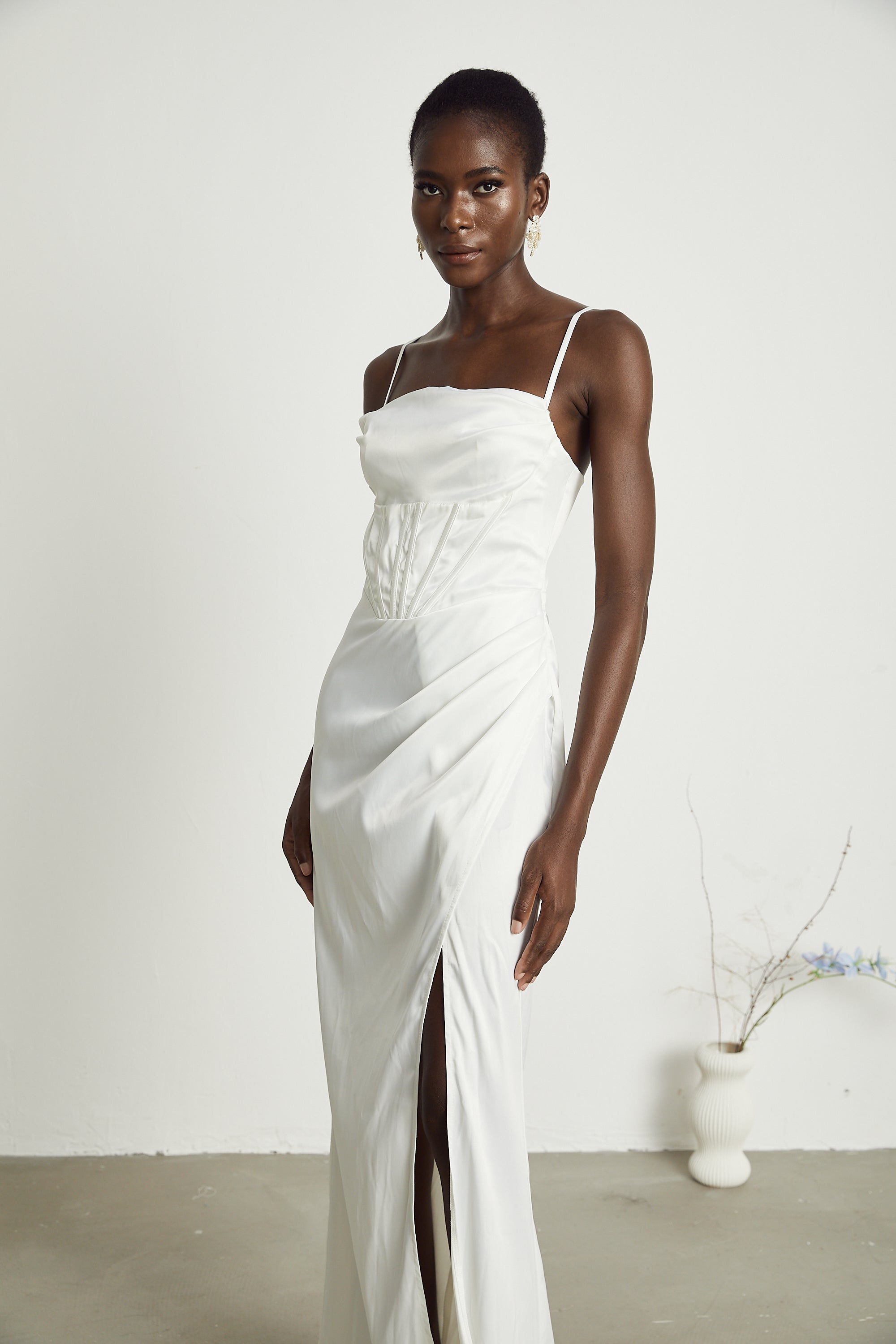 Béatrice pleated satin maxi dress (US Only)