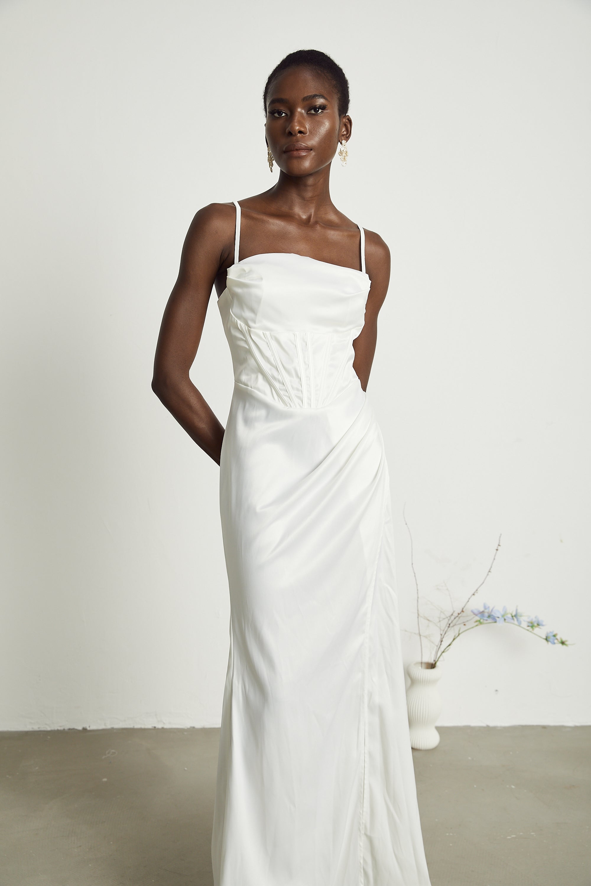Béatrice pleated satin maxi dress (US Only)