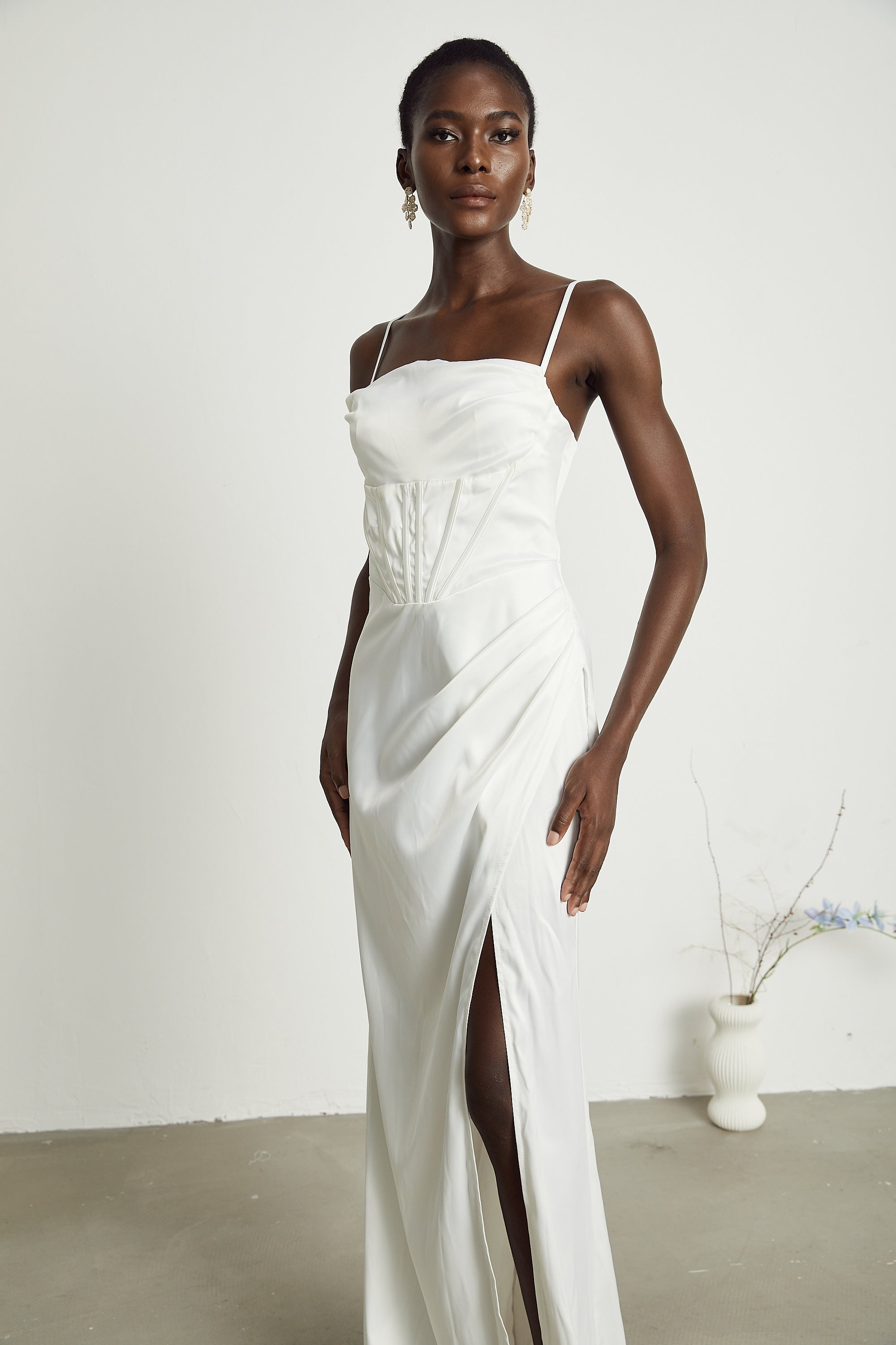 Béatrice pleated satin maxi dress (US Only)
