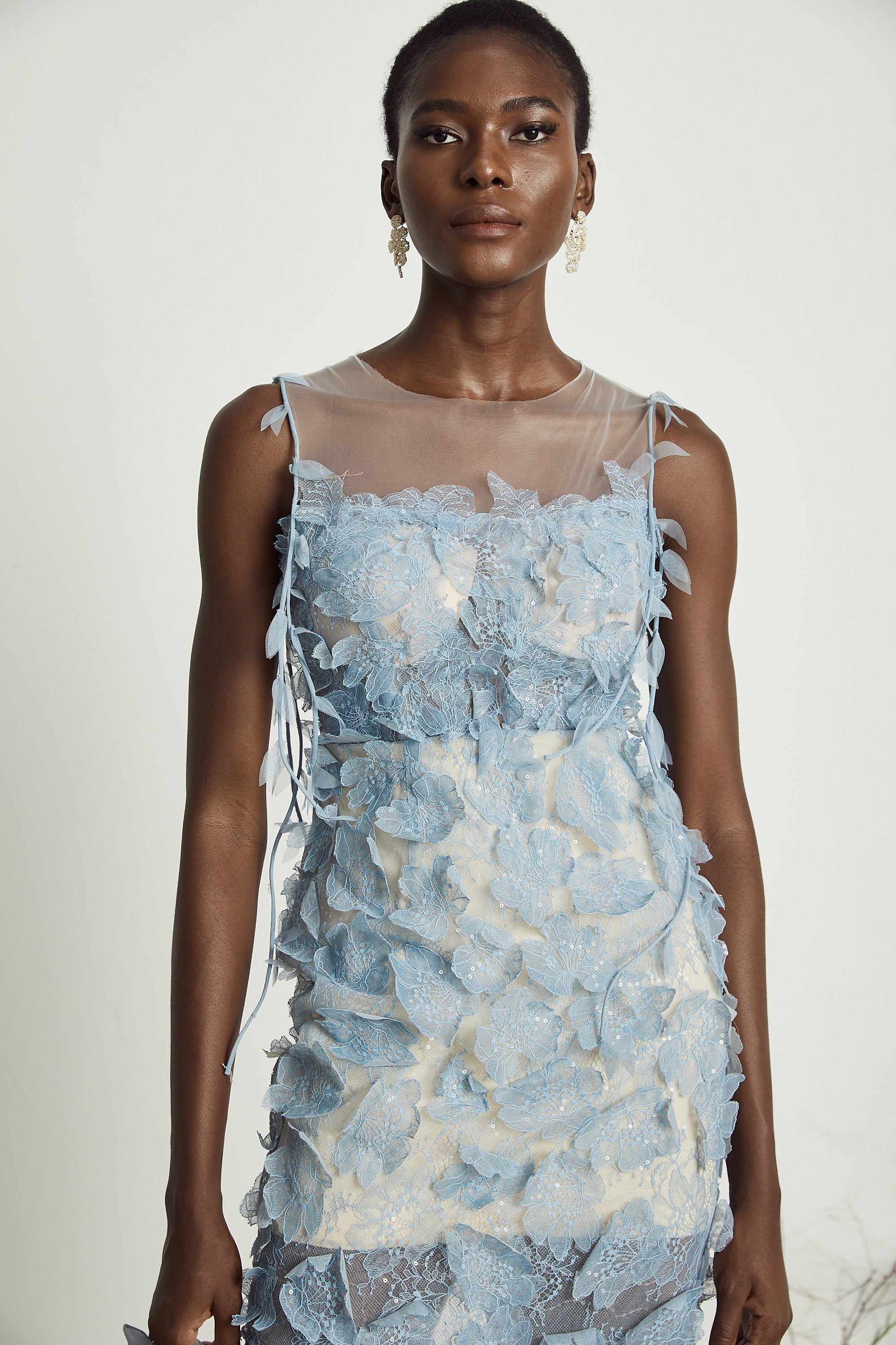 Olessia faux-flower lace midi dress (US Only)