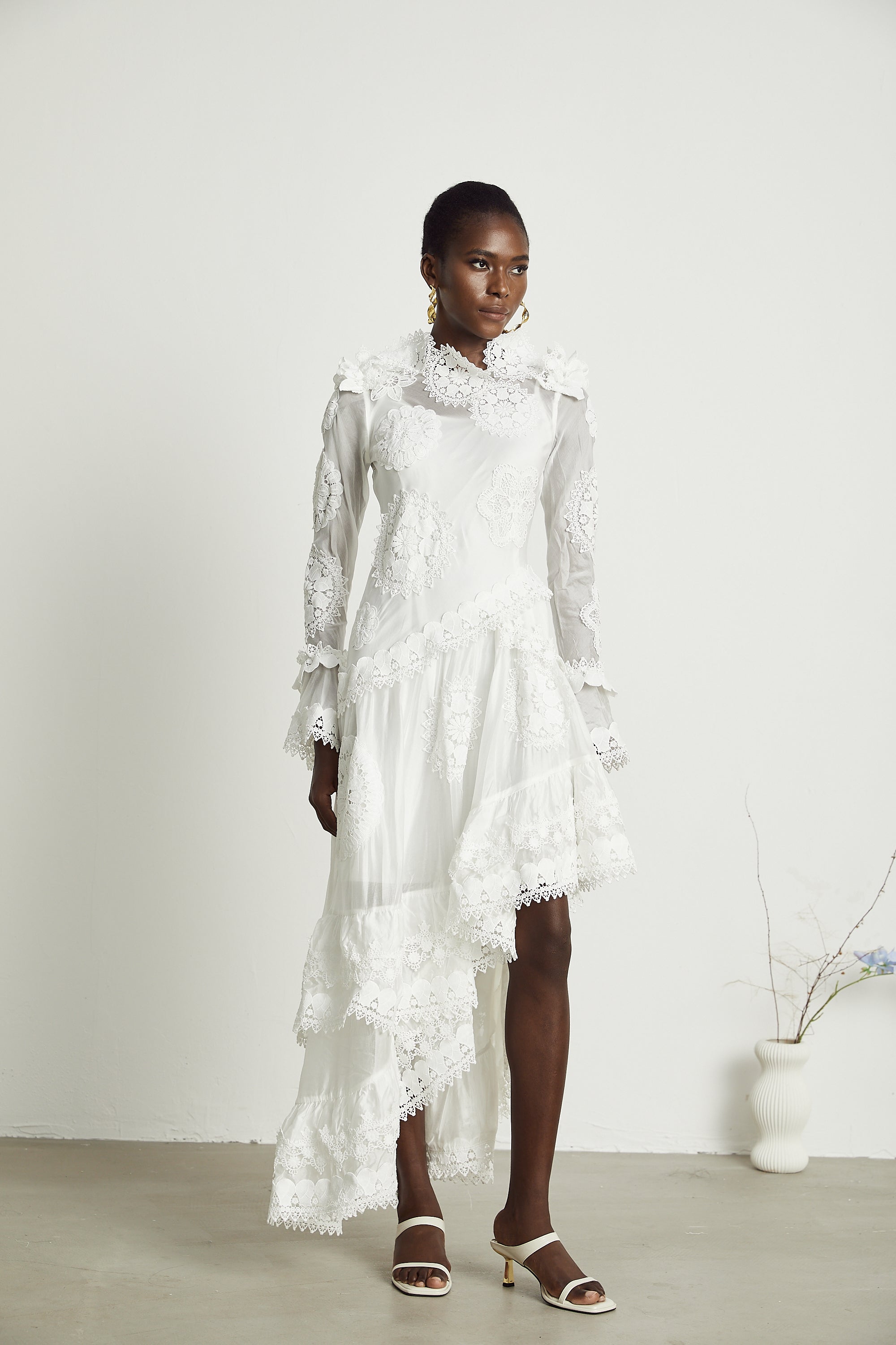 Renée lace floral-embroidered semi-sheer midi dress (US Only)
