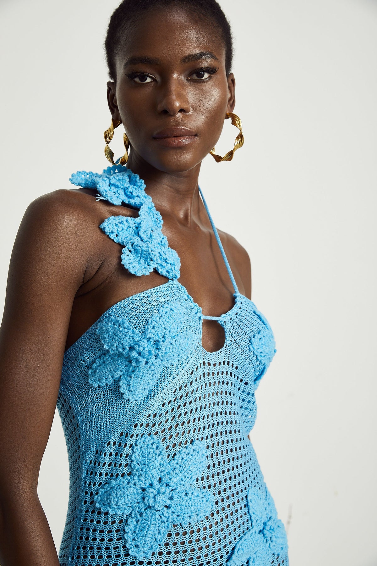 Diane crochet faux-flower embellished maxi dress