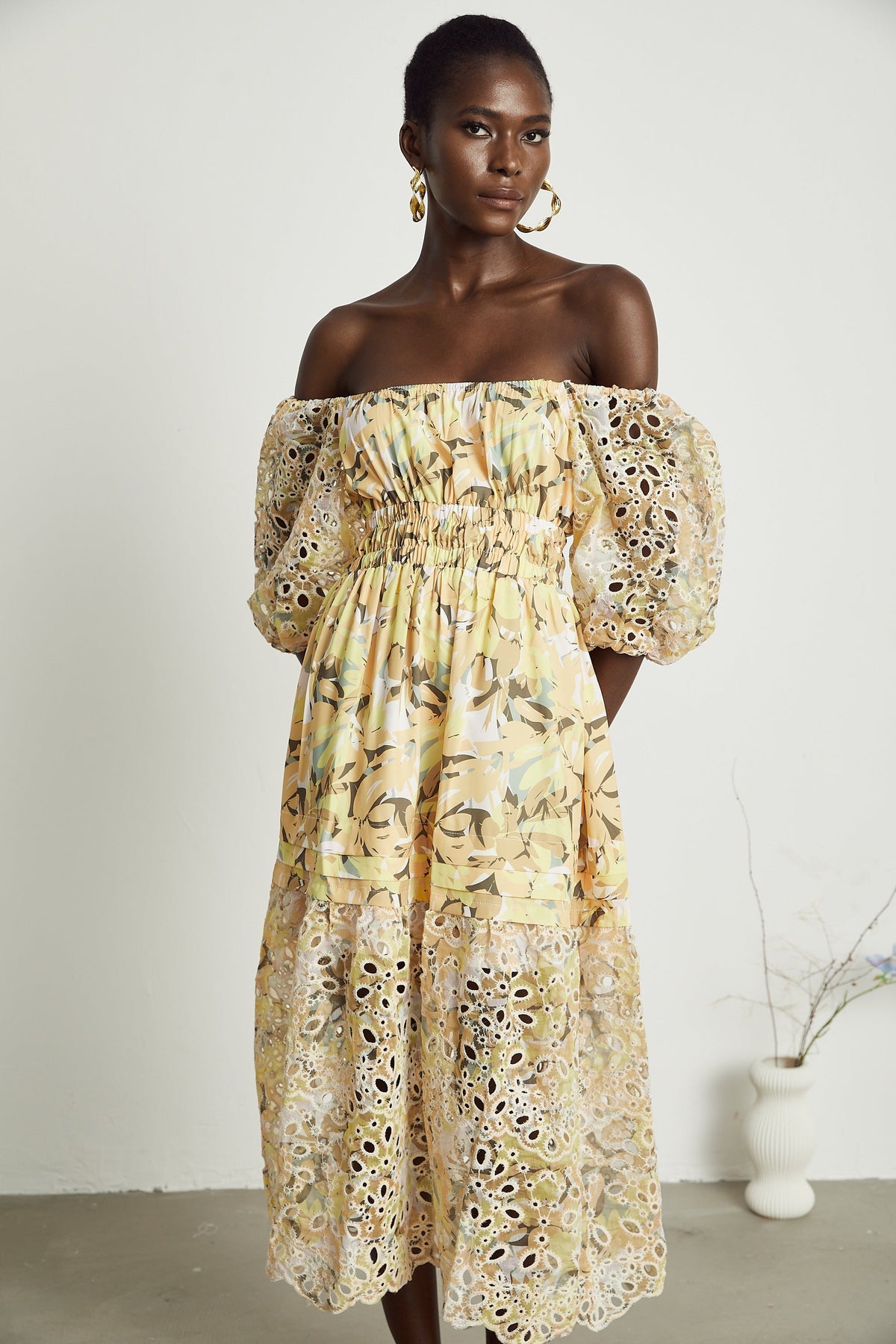Clémence floral-print cut-out midi dress