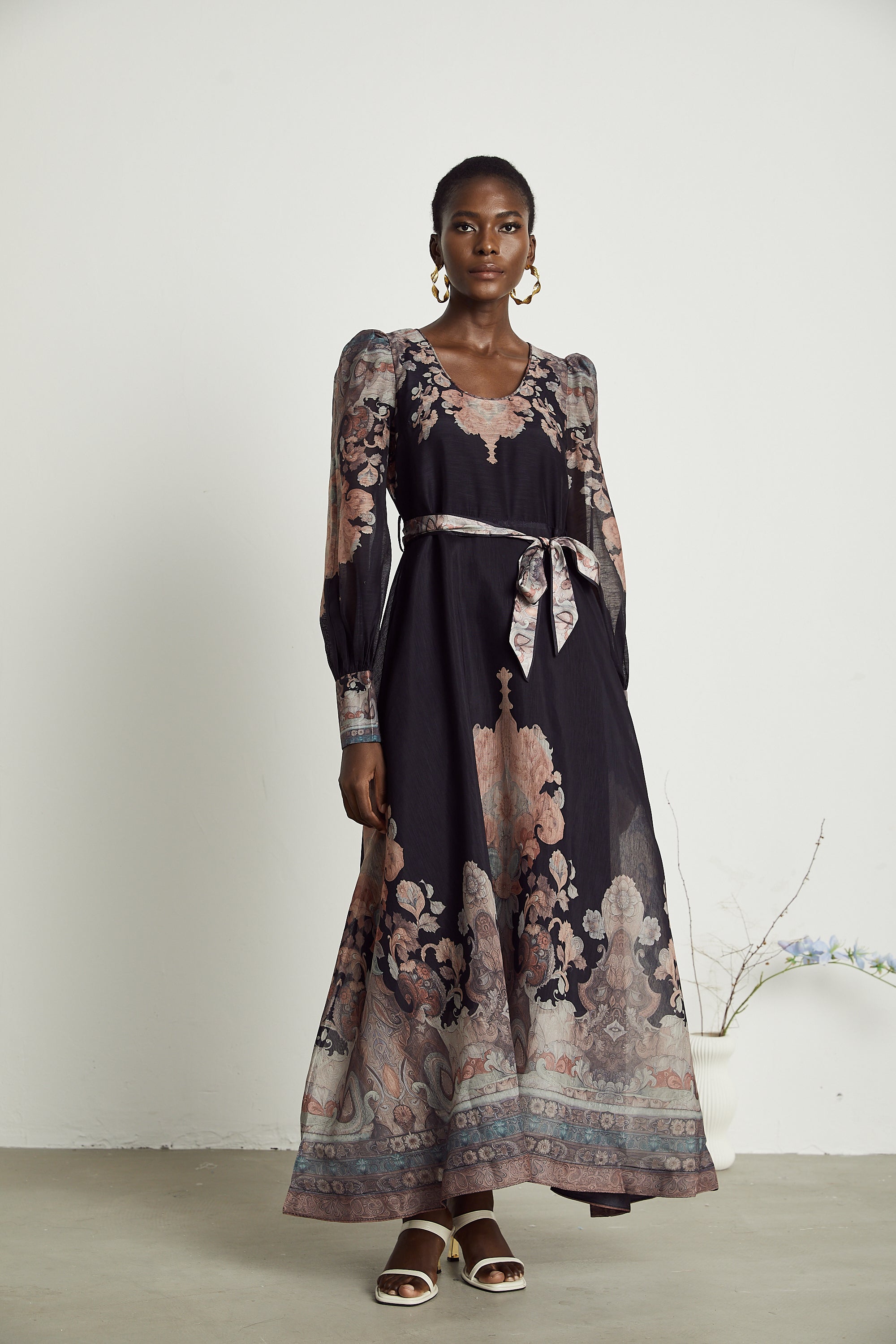 Philippine pattern-print color-block midi dress (US Only)