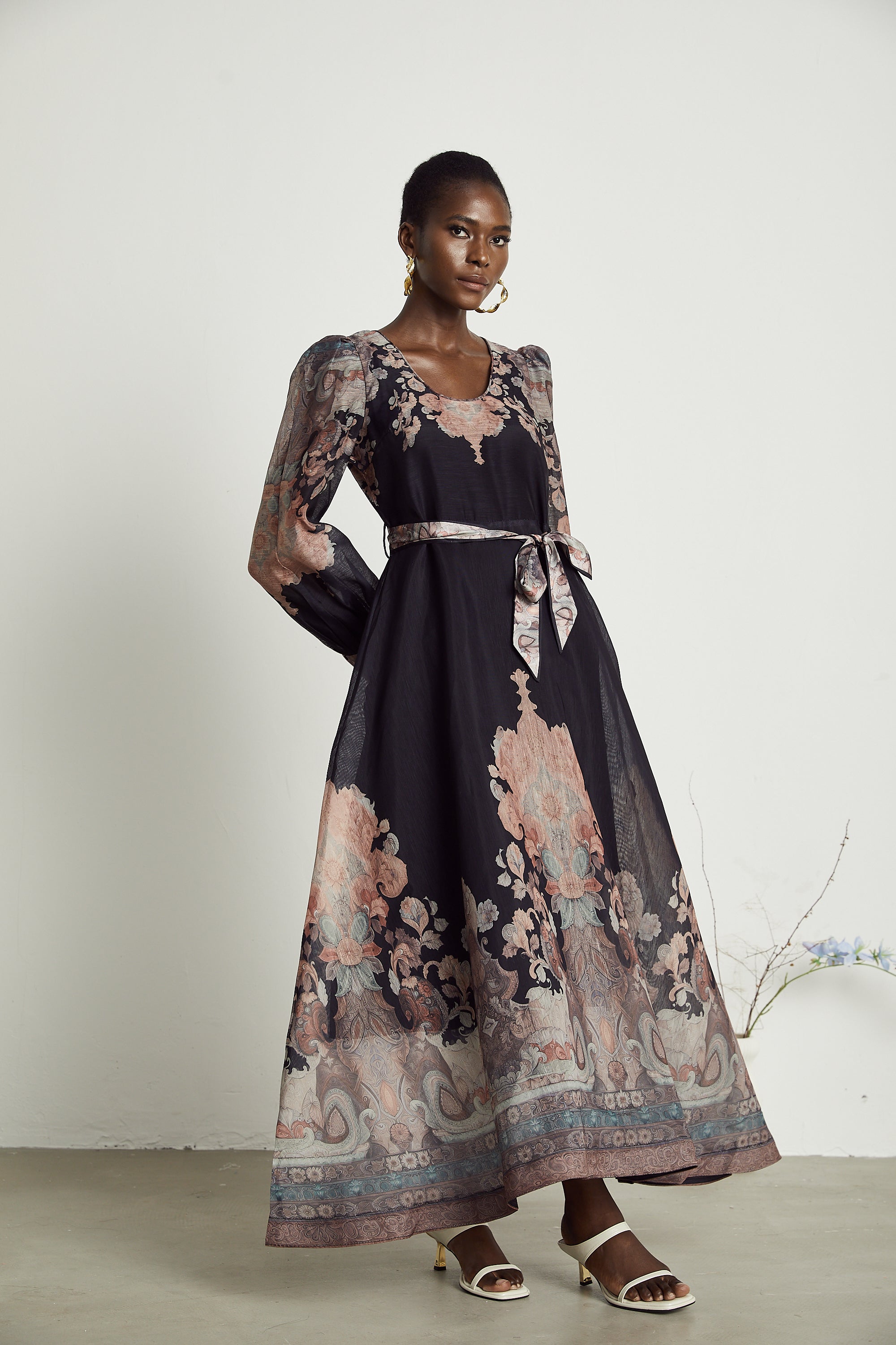Philippine pattern-print color-block midi dress (US Only)
