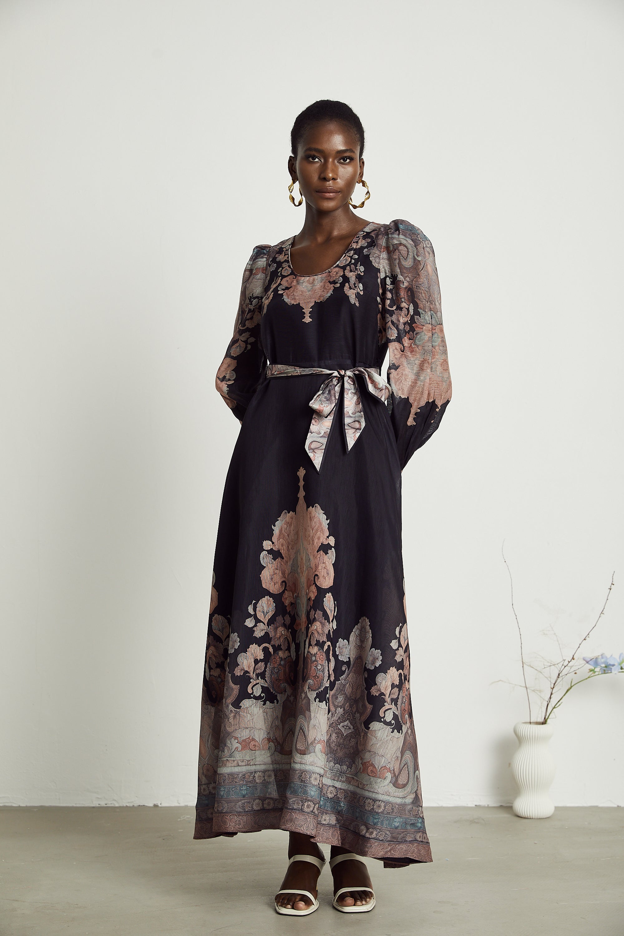 Philippine pattern-print color-block midi dress (US Only)