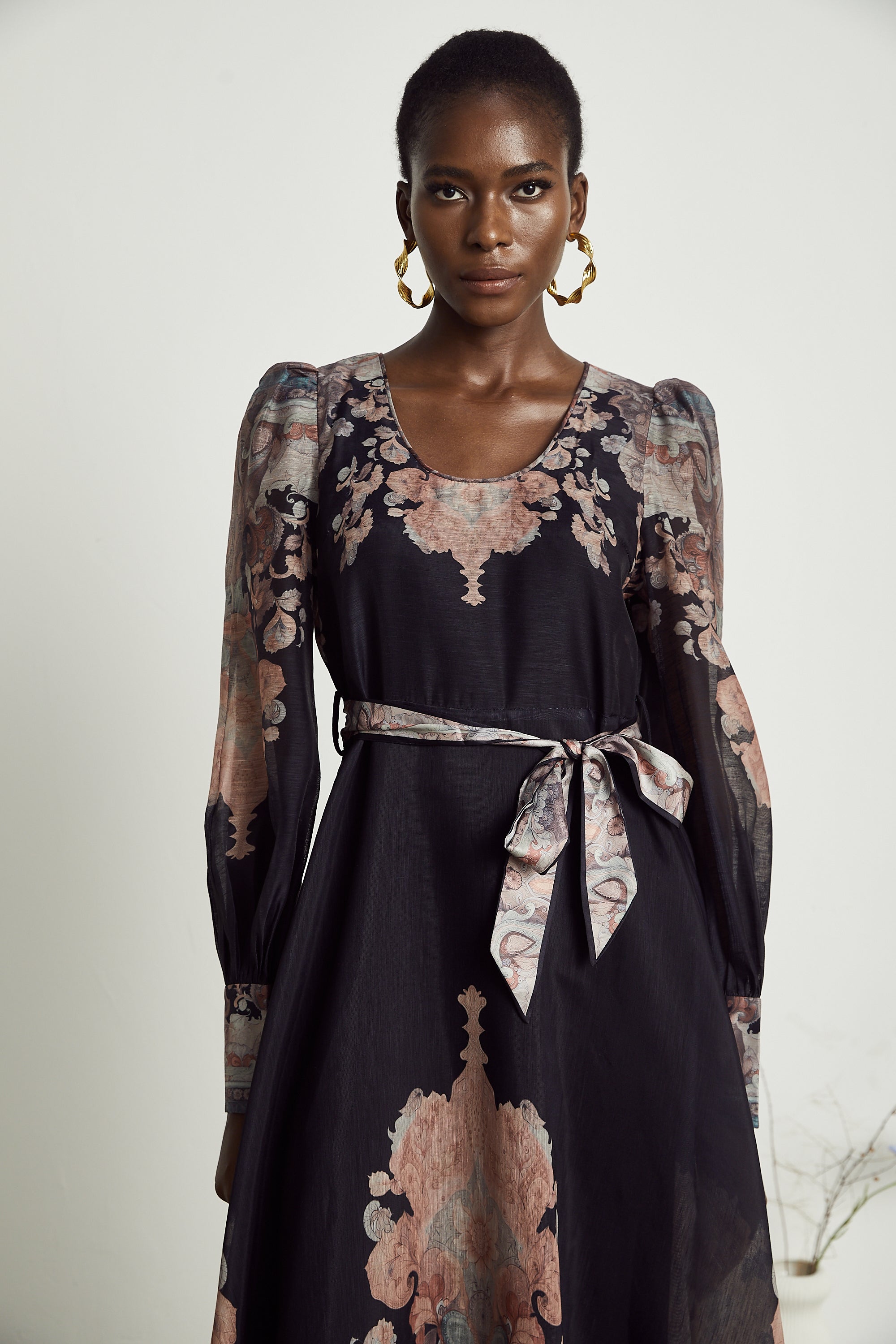 Philippine pattern-print color-block midi dress (US Only)