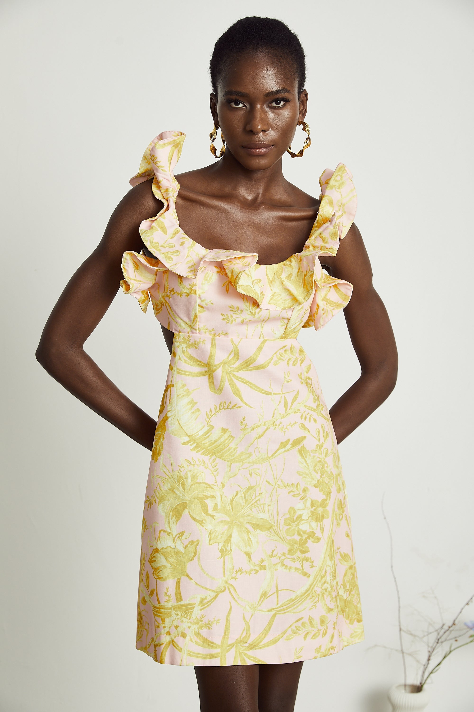 Solène ruffled floral-print mini dress