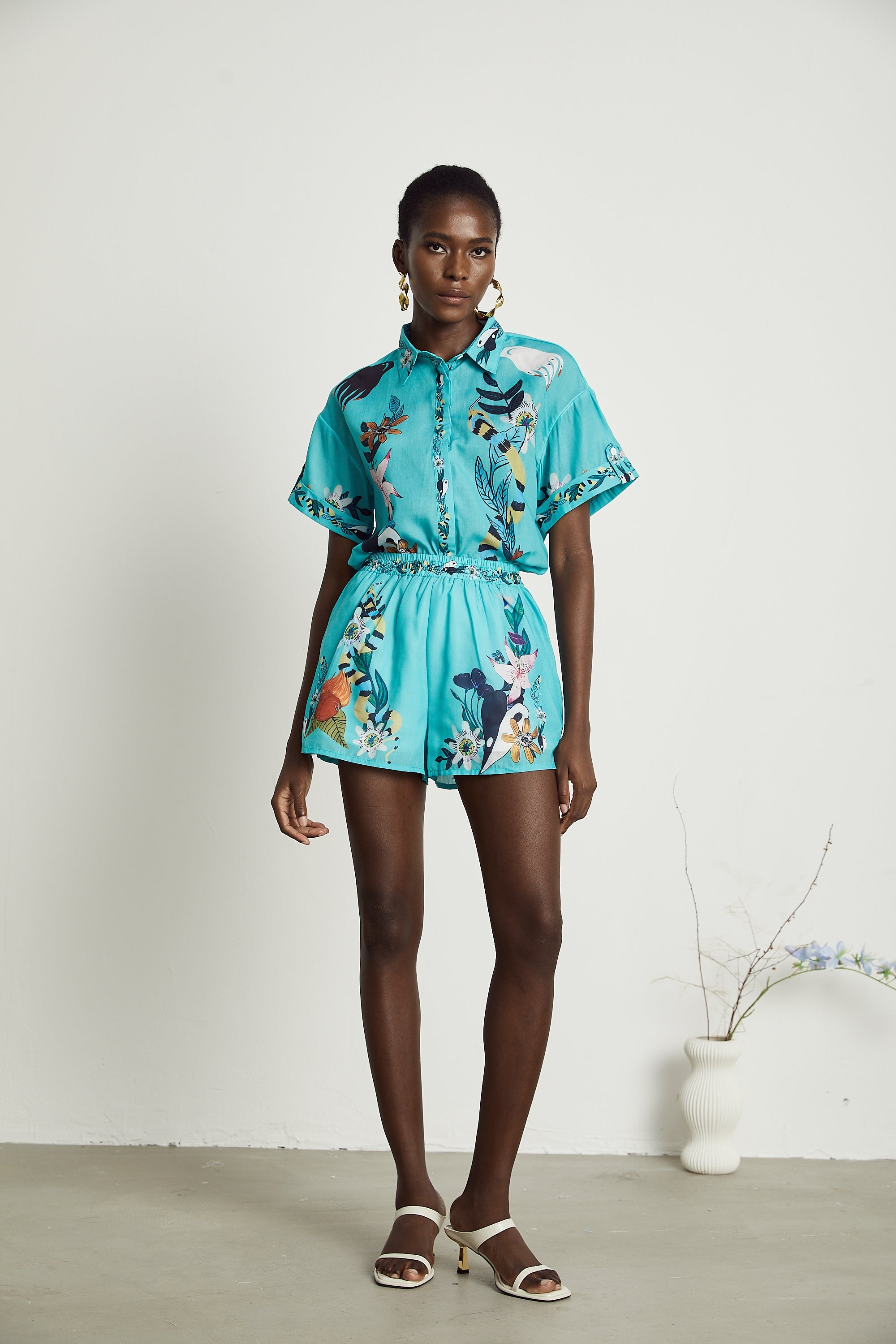 Victoire floral-print shirt & shorts matching set (US Only)