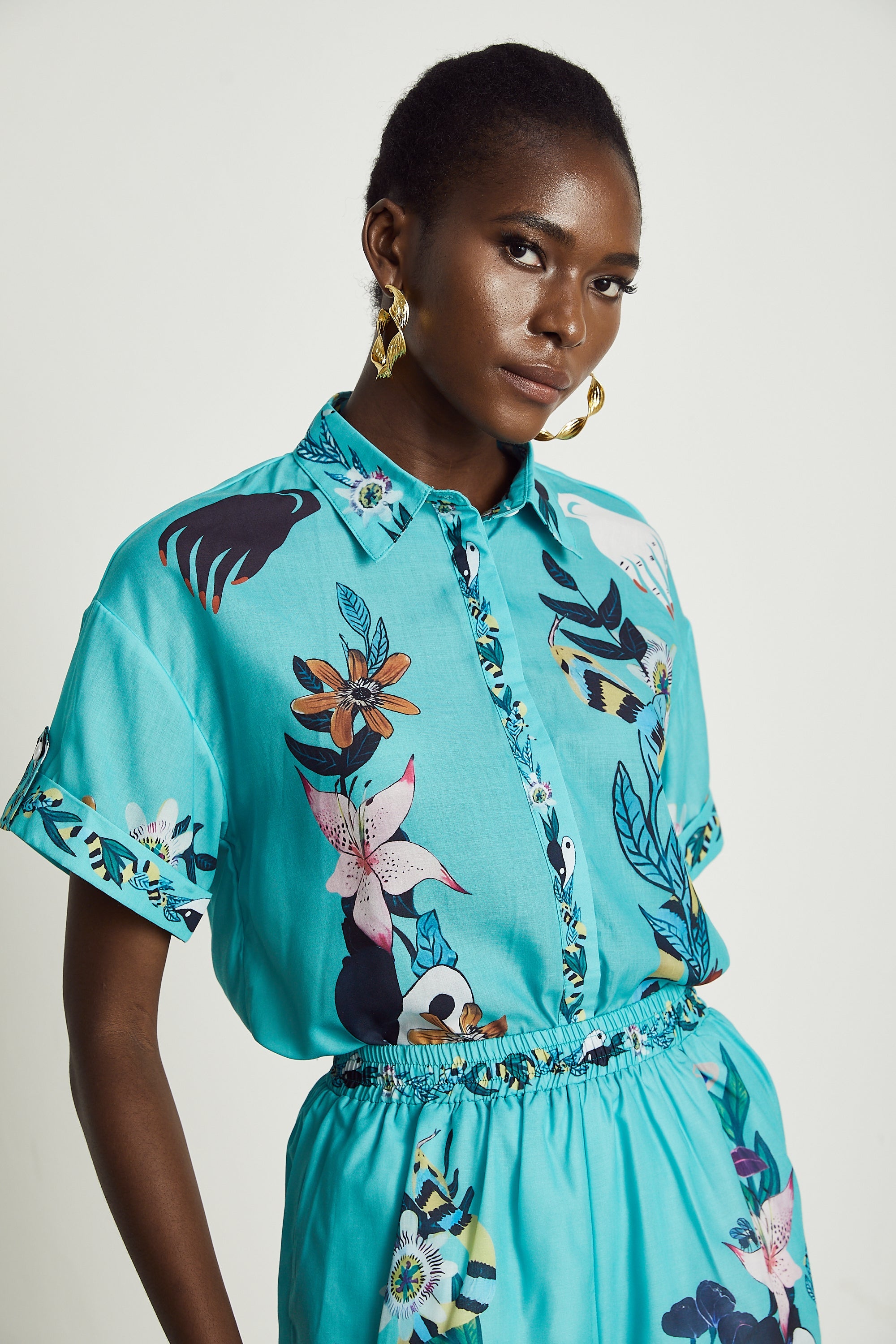 Victoire floral-print shirt & shorts matching set (US Only)