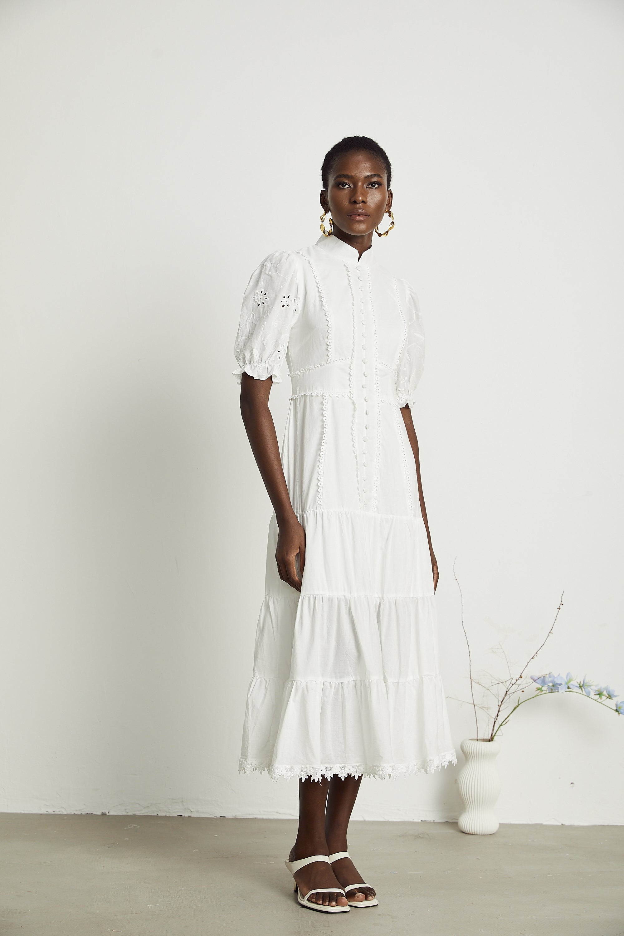 Coline lace floral-embroidered midi dress (Final Sale-US Only)