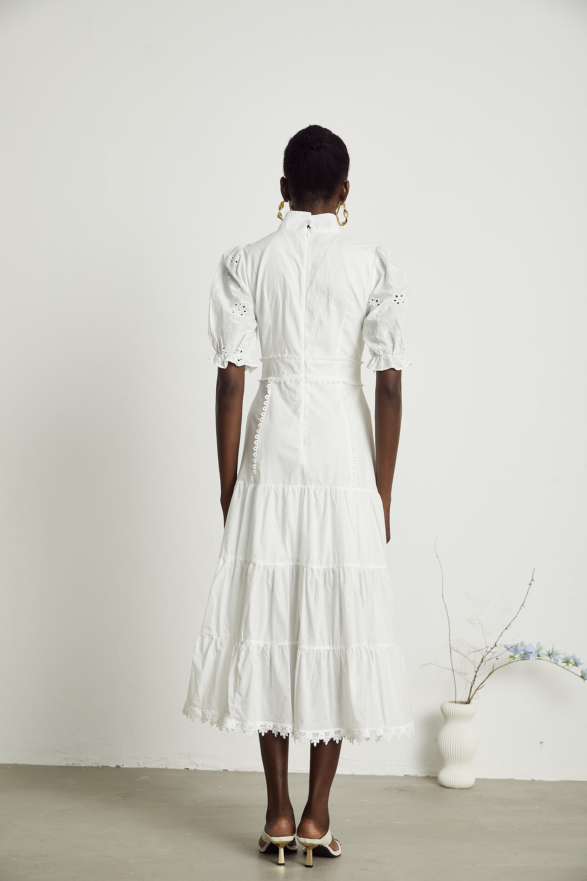 Coline lace floral-embroidered midi dress