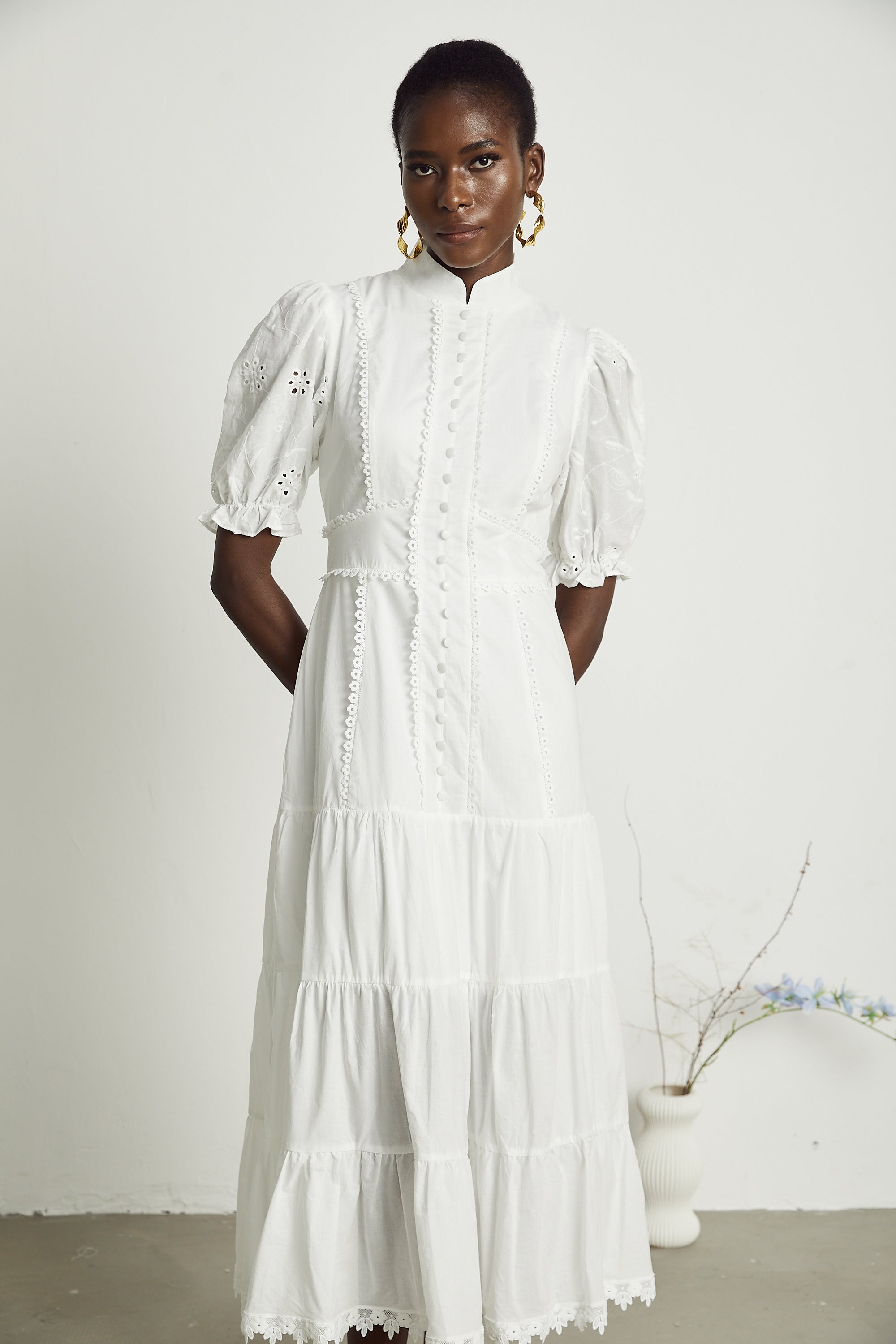 Coline lace floral-embroidered midi dress (Final Sale-US Only)