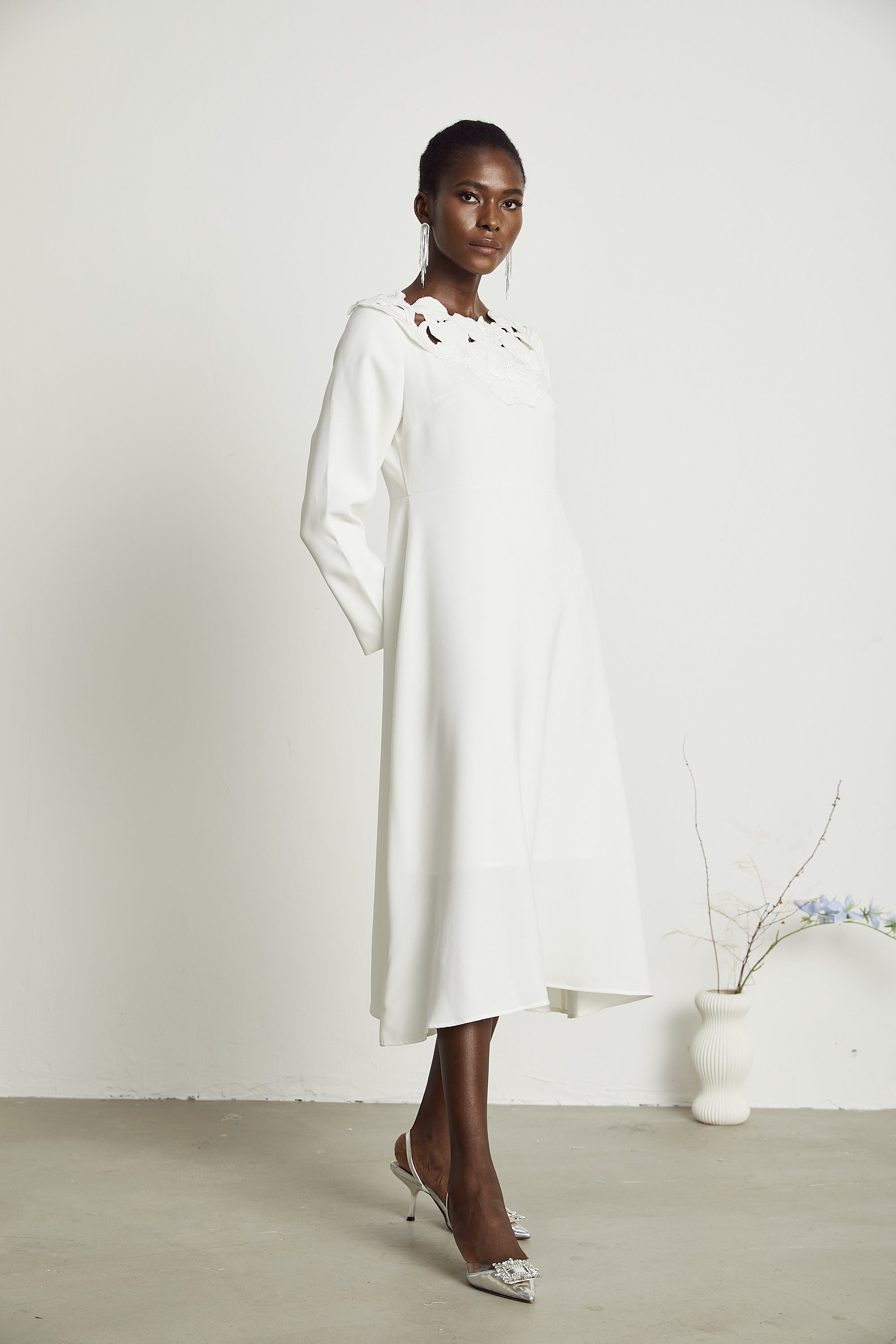 Coline floral embroidered cut-out midi dress