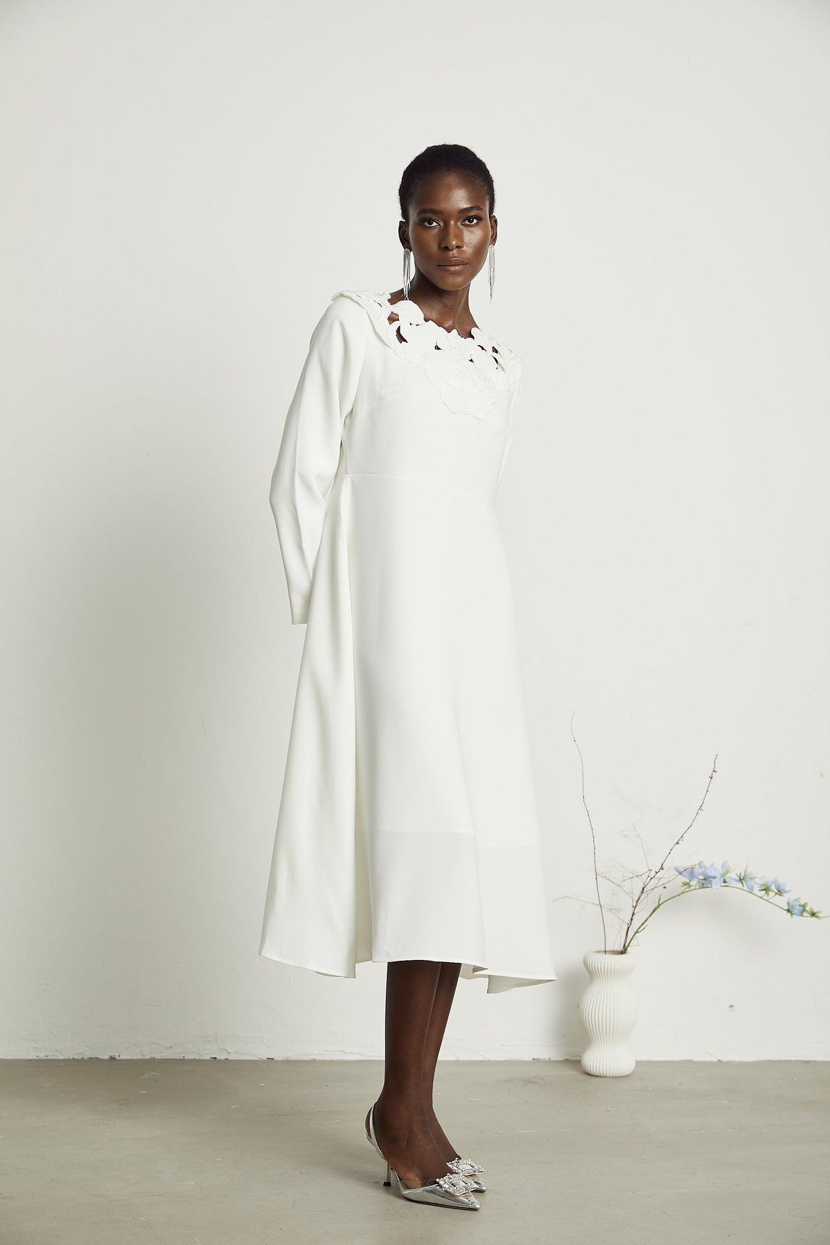 Coline floral embroidered cut-out midi dress