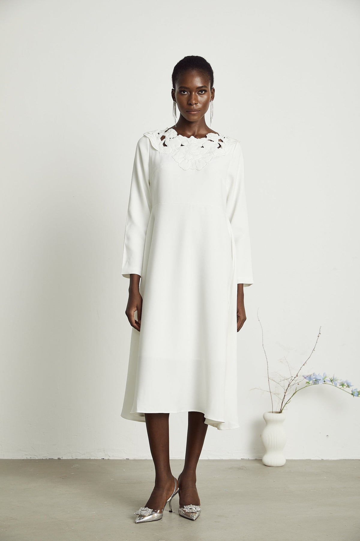 Coline floral embroidered cut-out midi dress