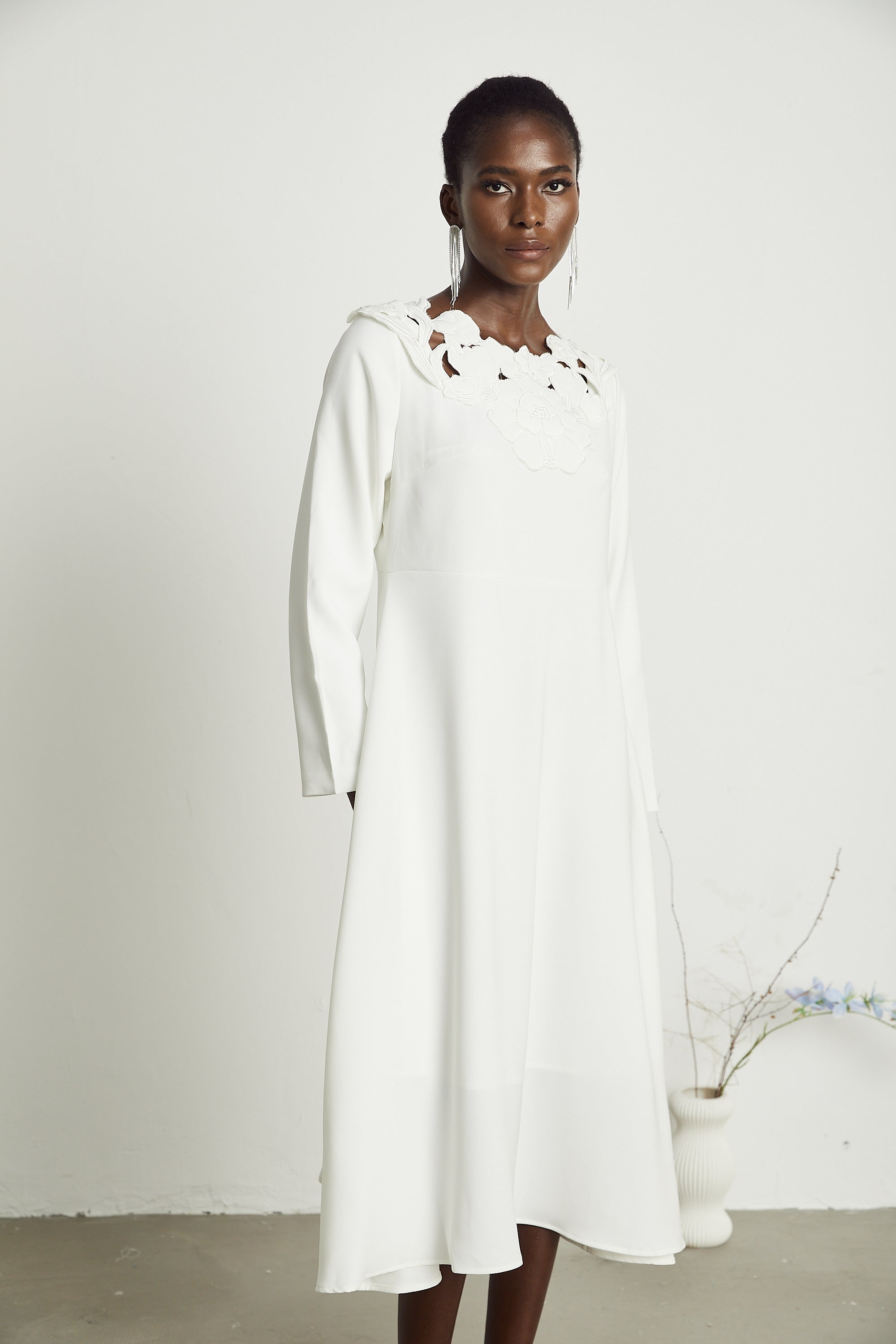 Coline floral embroidered cut-out midi dress