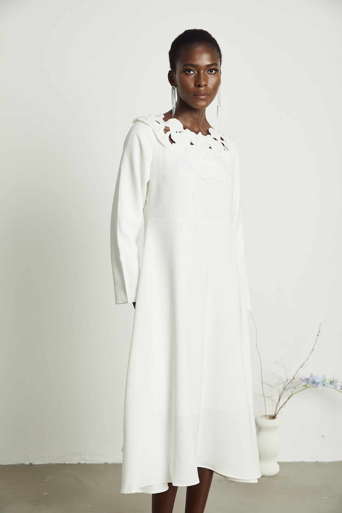 Coline floral embroidered cut-out midi dress