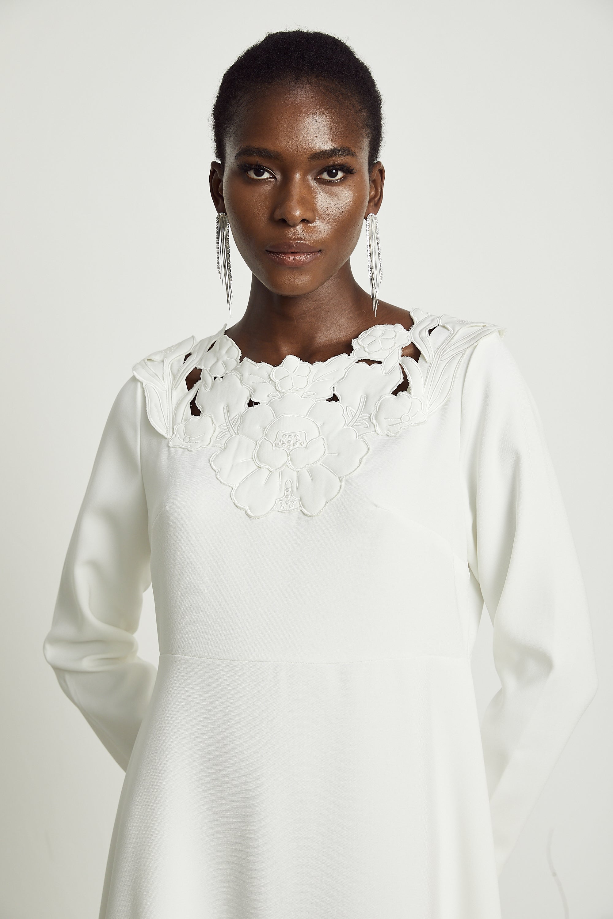 Coline floral embroidered cut-out midi dress