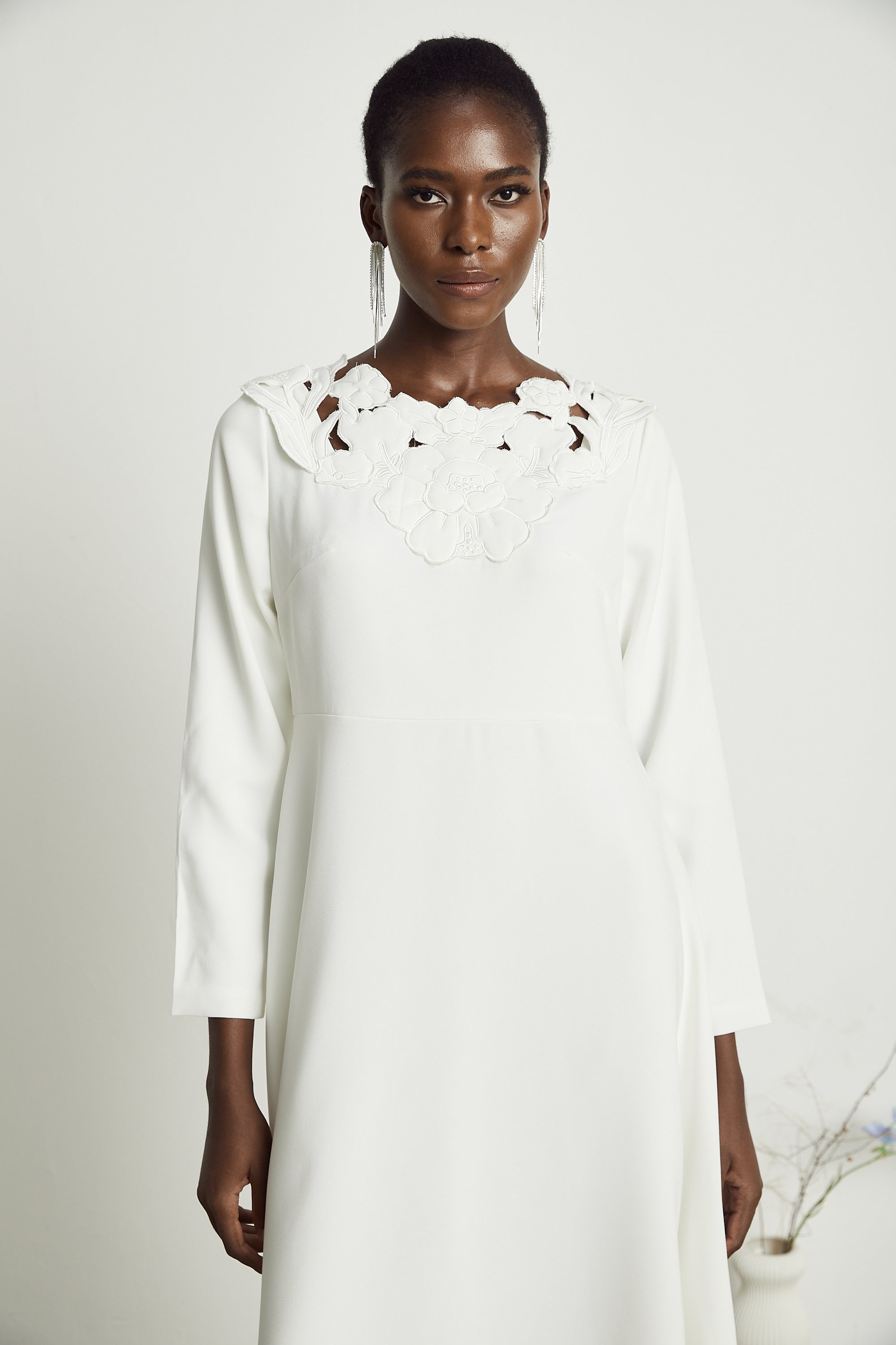 Coline floral embroidered cut-out midi dress